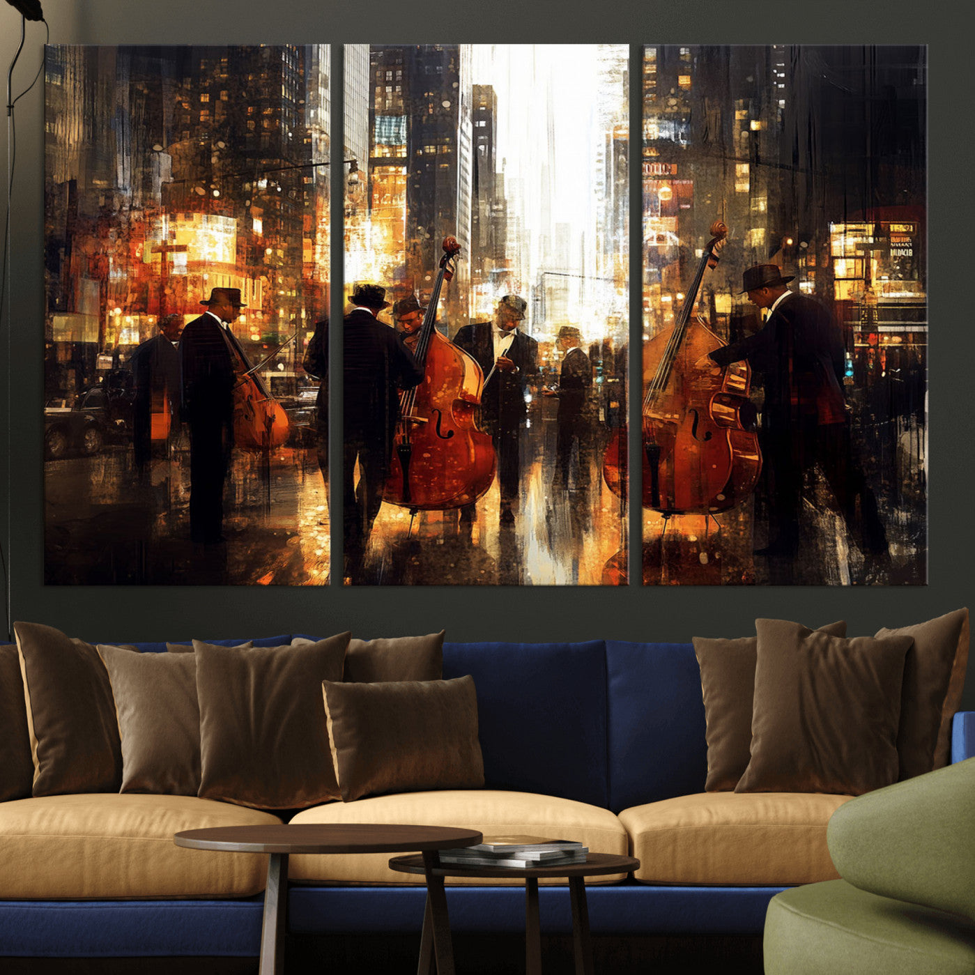 -Abstract Jazz Art Wall Art Canvas Print - Framed Abstract Music Canvas - Colorful Instrument Poster