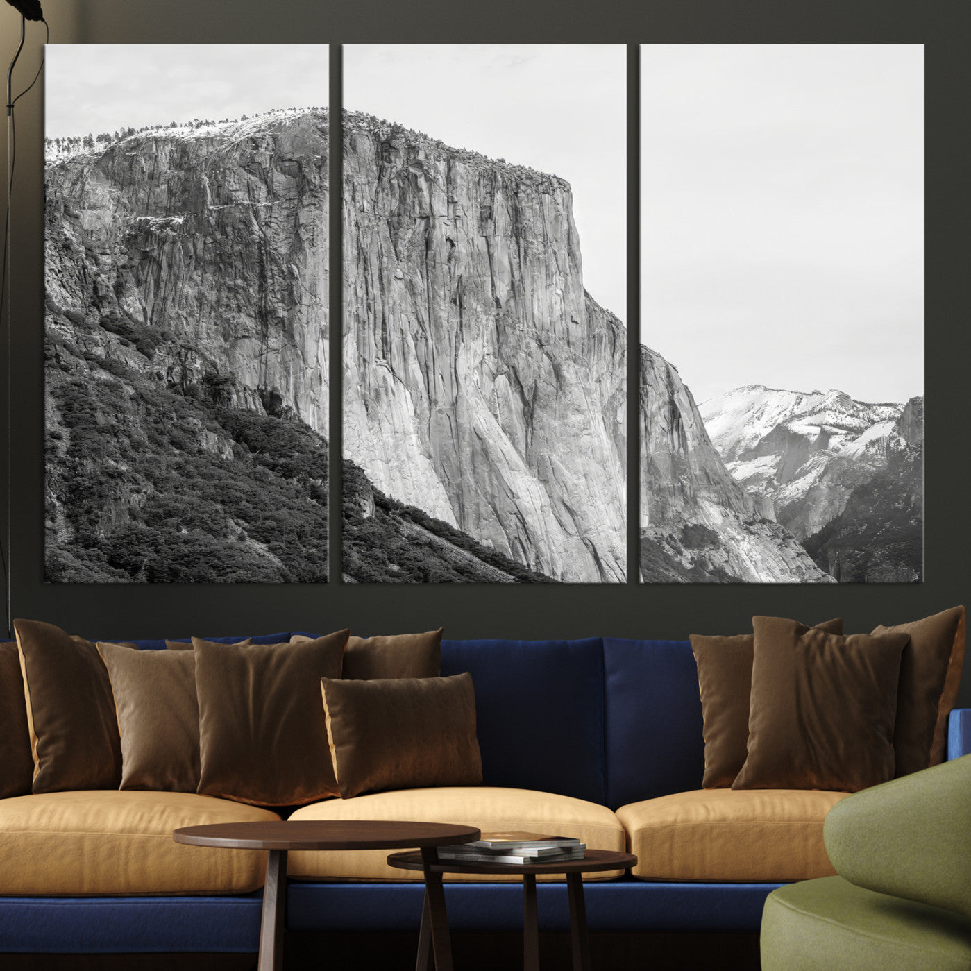 39393420-MGV-CV-36X24-El Capitan Wall Art Canvas Print – Framed Yosemite Cliff Monochrome Mountain Landscape Nature Artwork for Home Office