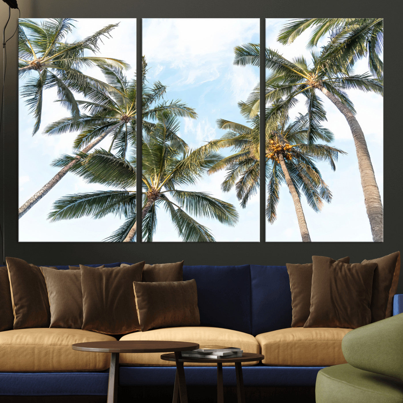 87247012-MGV-CV-36X24 - Tropical Palm Trees Wall Art – Sunlit Leaves & Blue Sky Canvas Print, Island Breeze and Vacation Vibes for Office or Home Decor