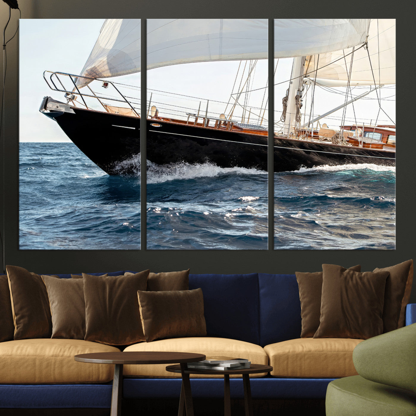 97168626-MGV-CV-36X24 - Boat Yacht Wall Art – Ocean Waves & Sailing Adventure Canvas Print, Nautical Elegance & Marine Journey for Living Room or Luxury Decor
