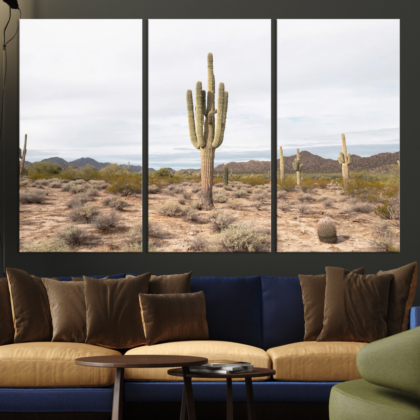 -Saguaro Cactus Wall Art Canvas Print, Framed Desert Art Picture Print, Minimalism Perfect Boho