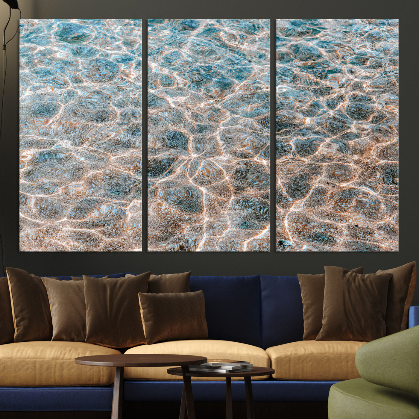 26580287-MGV-CV-36X24-Clear Water Wall Art Canvas Print – Framed Sunlit Ocean Ripples Scene Artwork for Home, Office, Living Room Decor