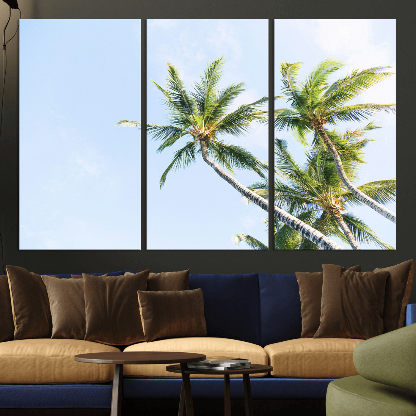 54719115-MGV-CV-36X24-Palm Trees Wall Art Canvas Print – Framed Tropical Coastal Nature Scene Artwork for Home Office
