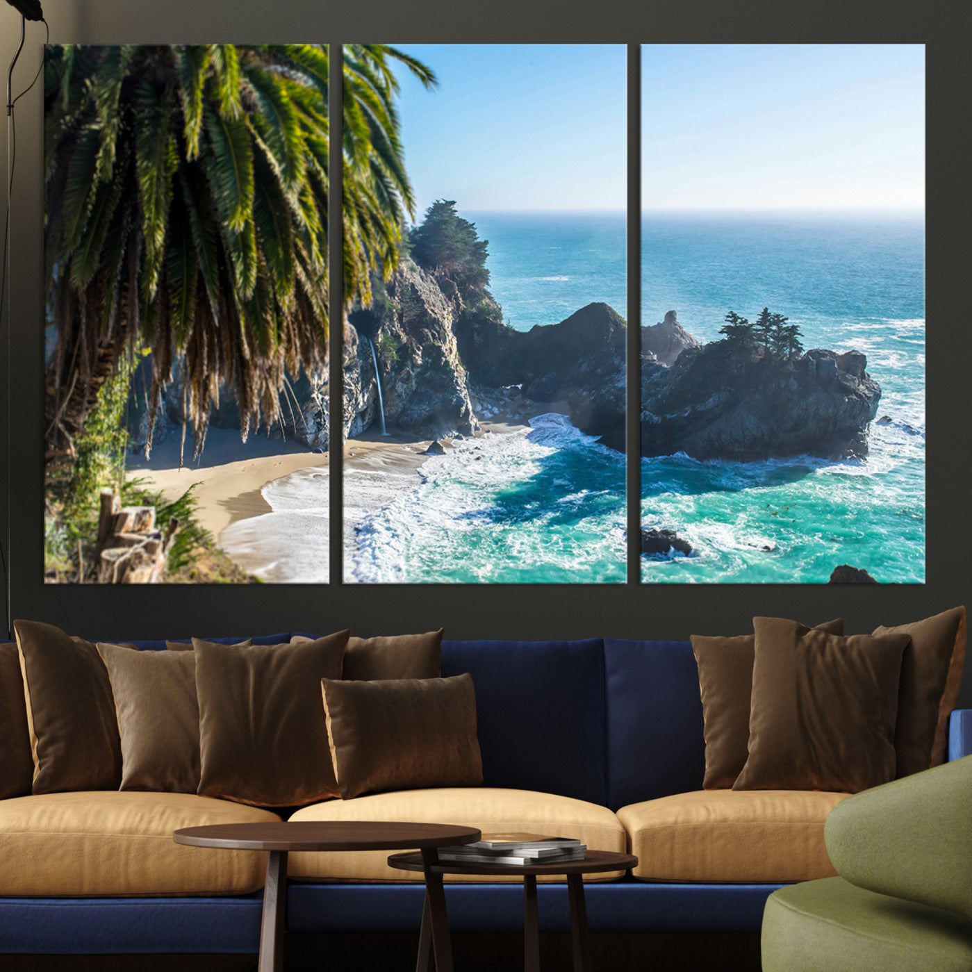 -Big Sur Wall Art Canvas Print – Framed California Coastline Tropical Ocean Photography Scenic Artwork for Home Office