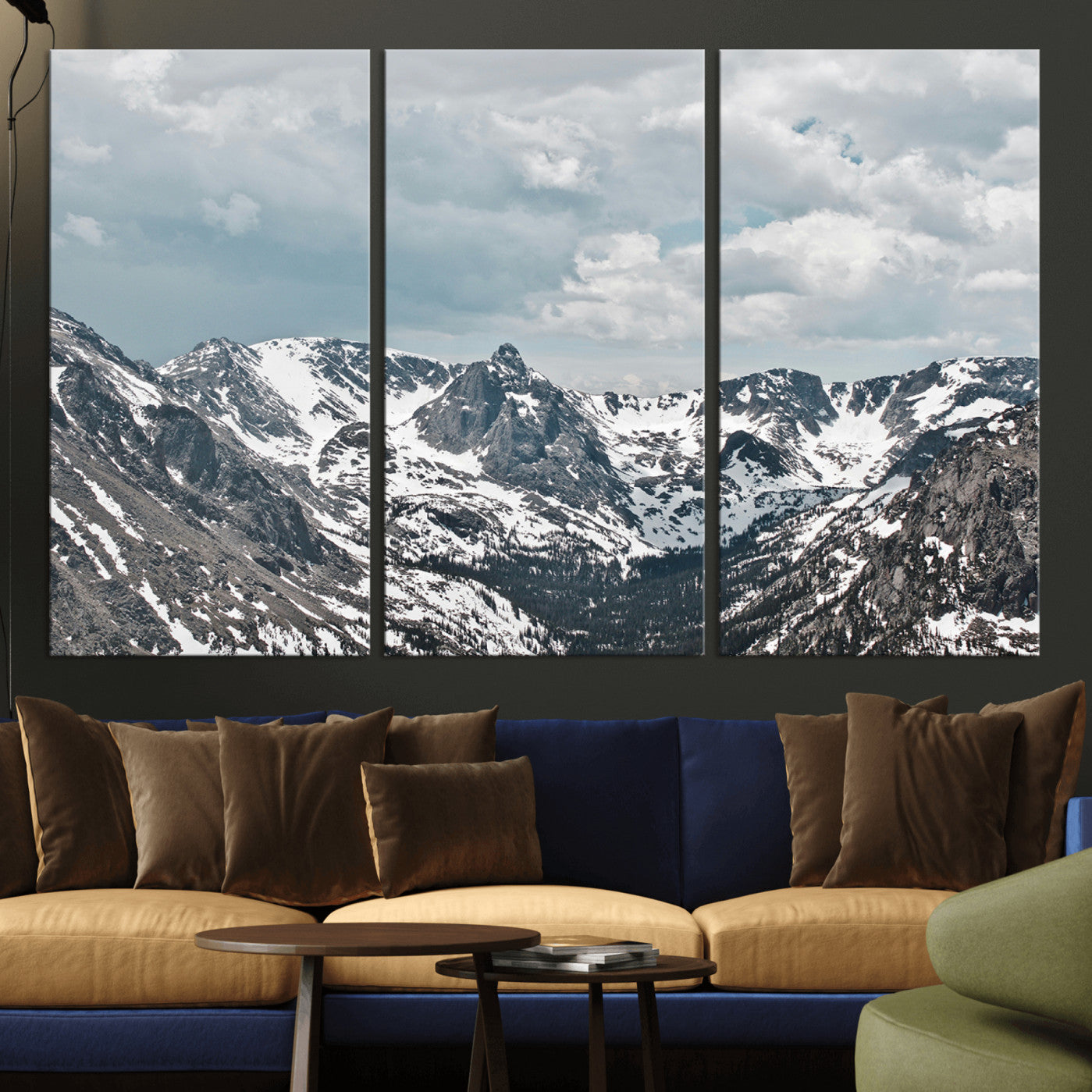 94074619-MGV-CV-36X24-Snowy Peaks Wall Art Canvas Print – Alpine Wilderness Mountain Escape Winter Serenity Artwork for Home, Office