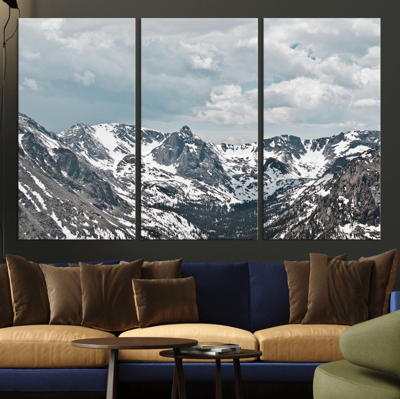 -Snowy Peaks Wall Art Canvas Print – Alpine Wilderness Mountain Escape Winter Serenity Artwork for Home, Office