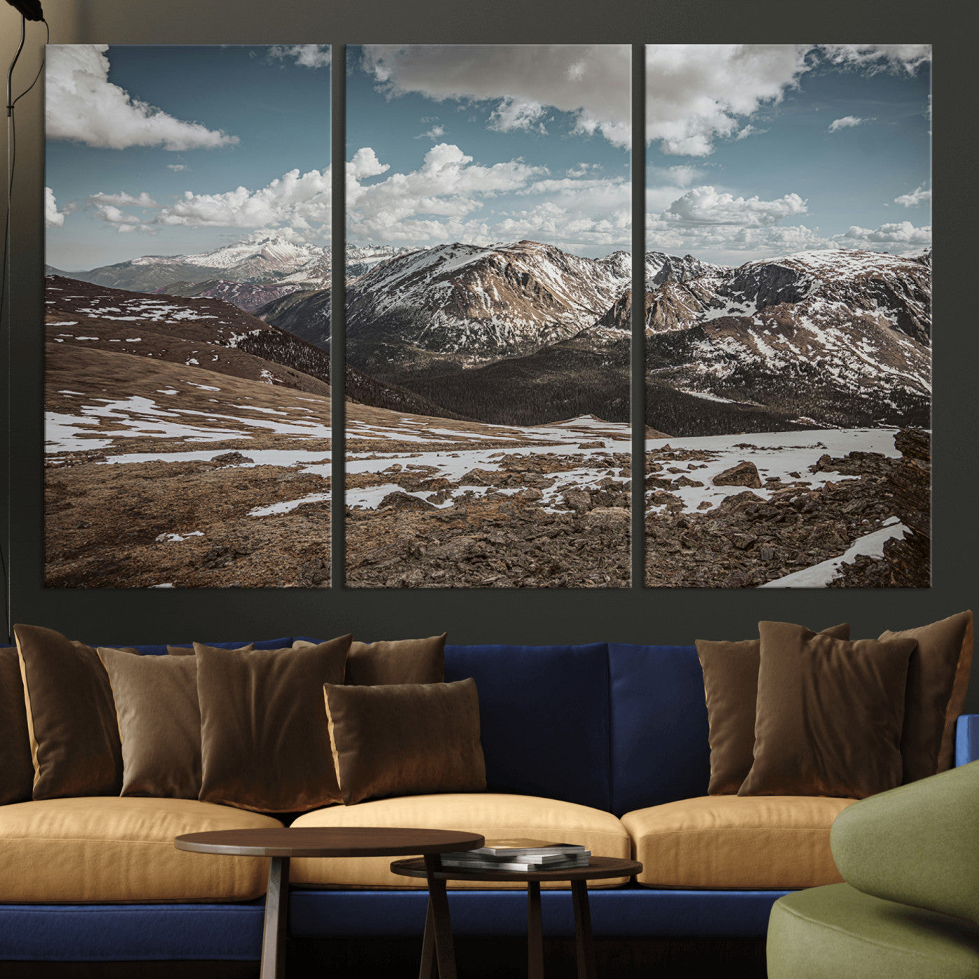 -Mountain Landscape Wall Art Canvas Print – Framed Snowy Peaks Rugged Highlands Nature Scene Artwork for Home Office
