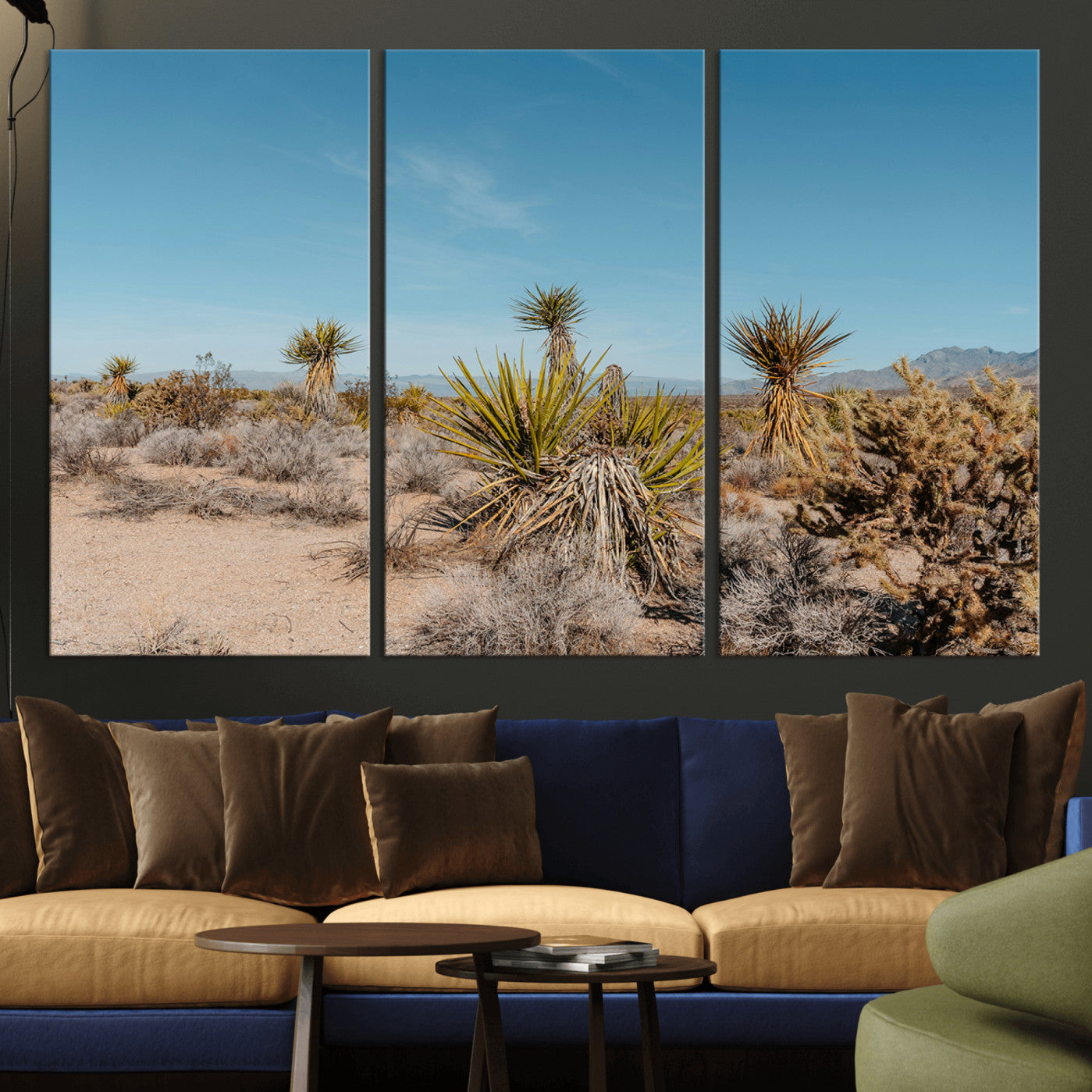 35156165-MGV-CV-36X24-Joshua Tree Wall Art Canvas Print – Framed Desert Landscape Warm Earth Tones Southwestern Minimalist Artwork for Home, Office
