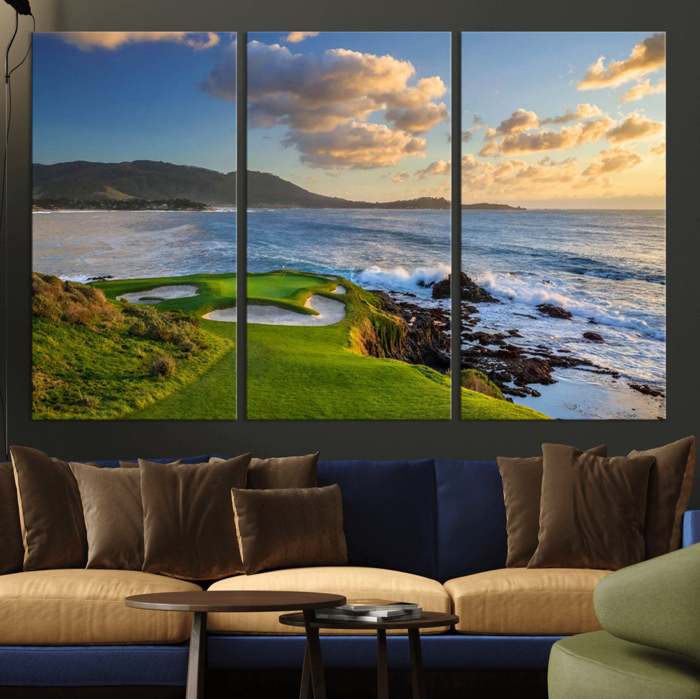 50107048-MGV-CV-36X24-Pebble Beach Golf Links Wall Art Canvas Print – Iconic Coastal Golf Course Artwork for Home, Office, Living Room