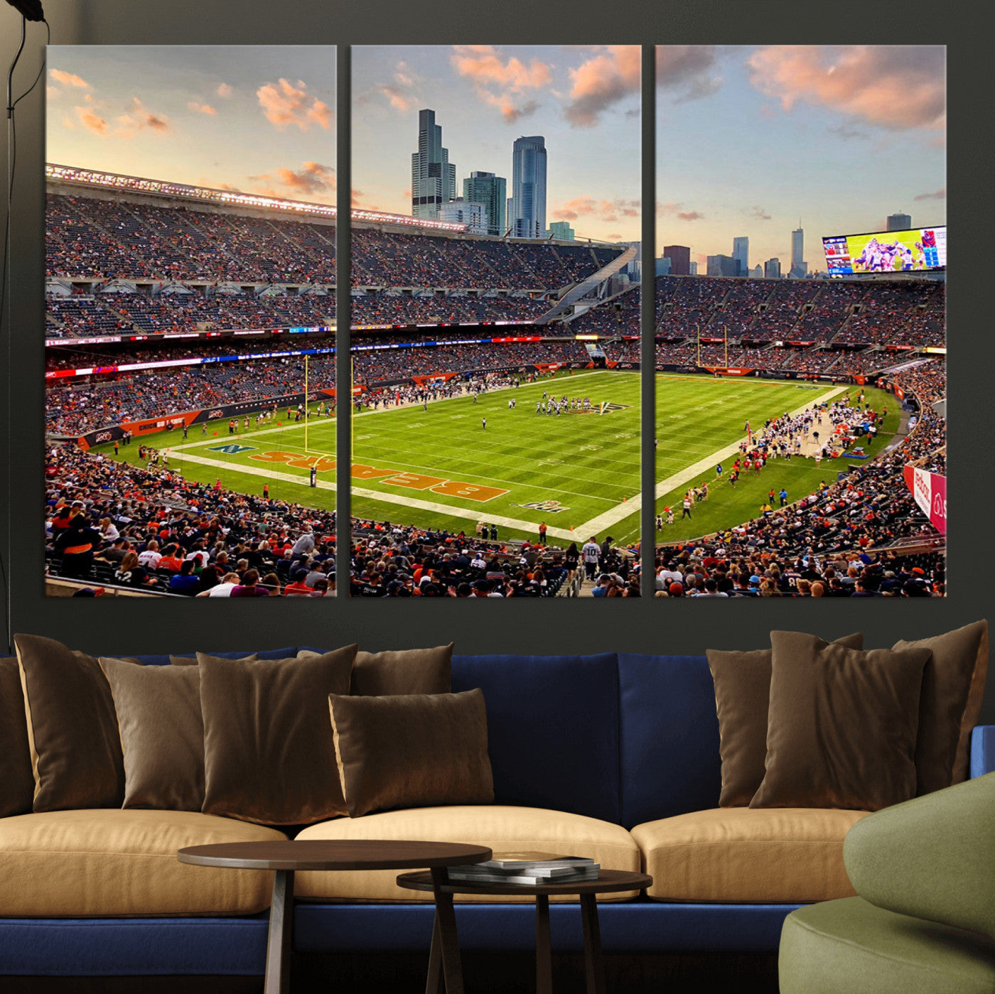 55377093-MGV-CV-36X24-Chicago Bears Soldiers Field Wall Art Canvas Print – Framed Football Stadium Artwork for Home, Office, Living Room