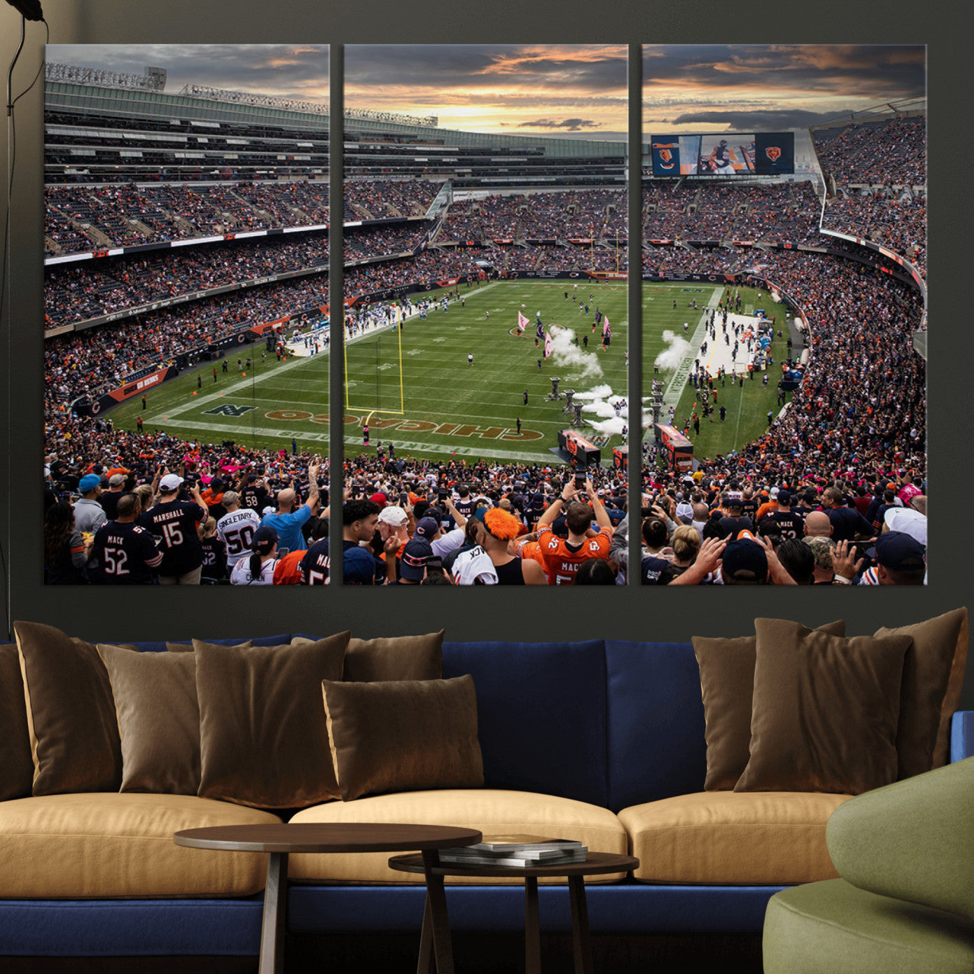87578930-MGV-CV-36X24-Chicago Bears Soldiers Field Wall Art Canvas Print – Framed Football Stadium Artwork for Home, Office, Living Room
