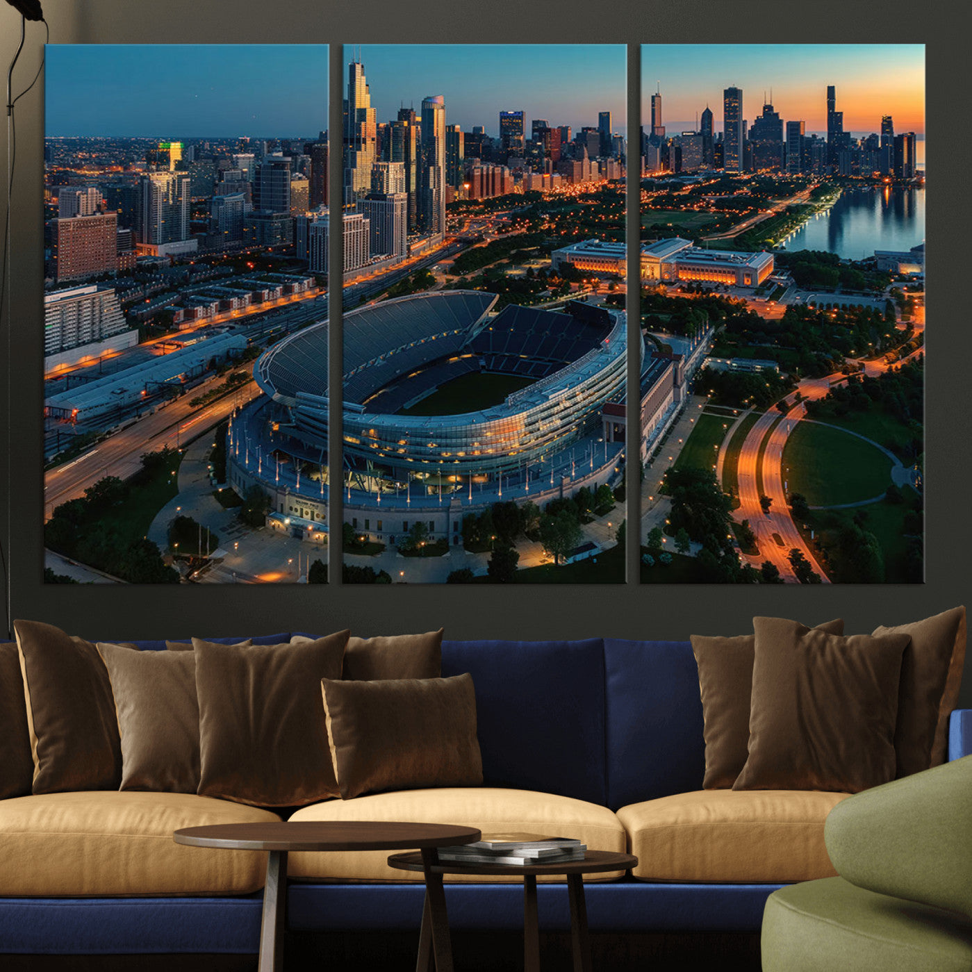 -Chicago Bears Soldiers Field Wall Art Canvas Print – Framed Football Stadium Artwork for Home, Office, Living Room