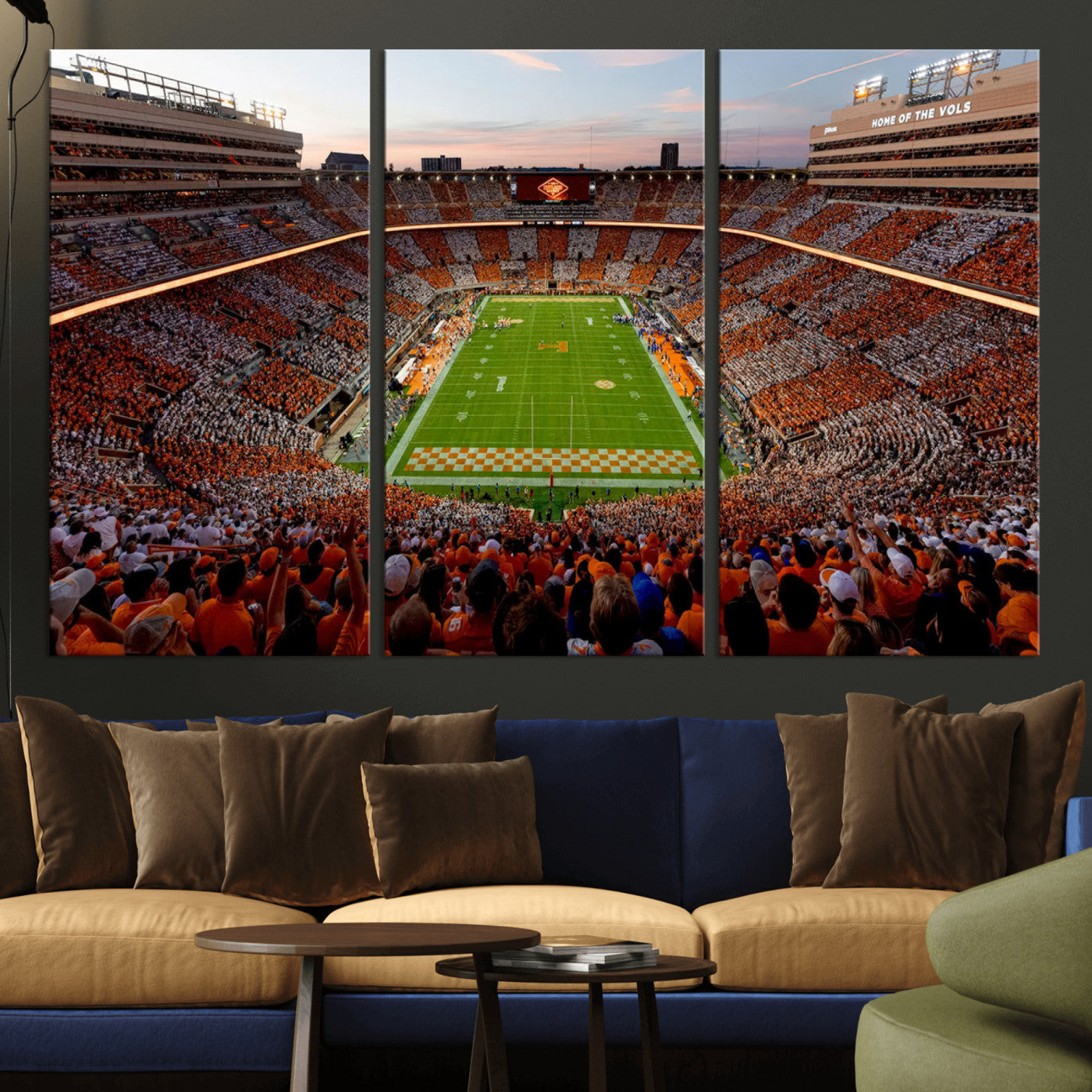 37160229-MGV-CV-48X32-3P-Tennessee Neyland Stadium Wall Art, Sports Arena Canvas Print, Panoramic Stadium Canvas Artwork for Home, Office