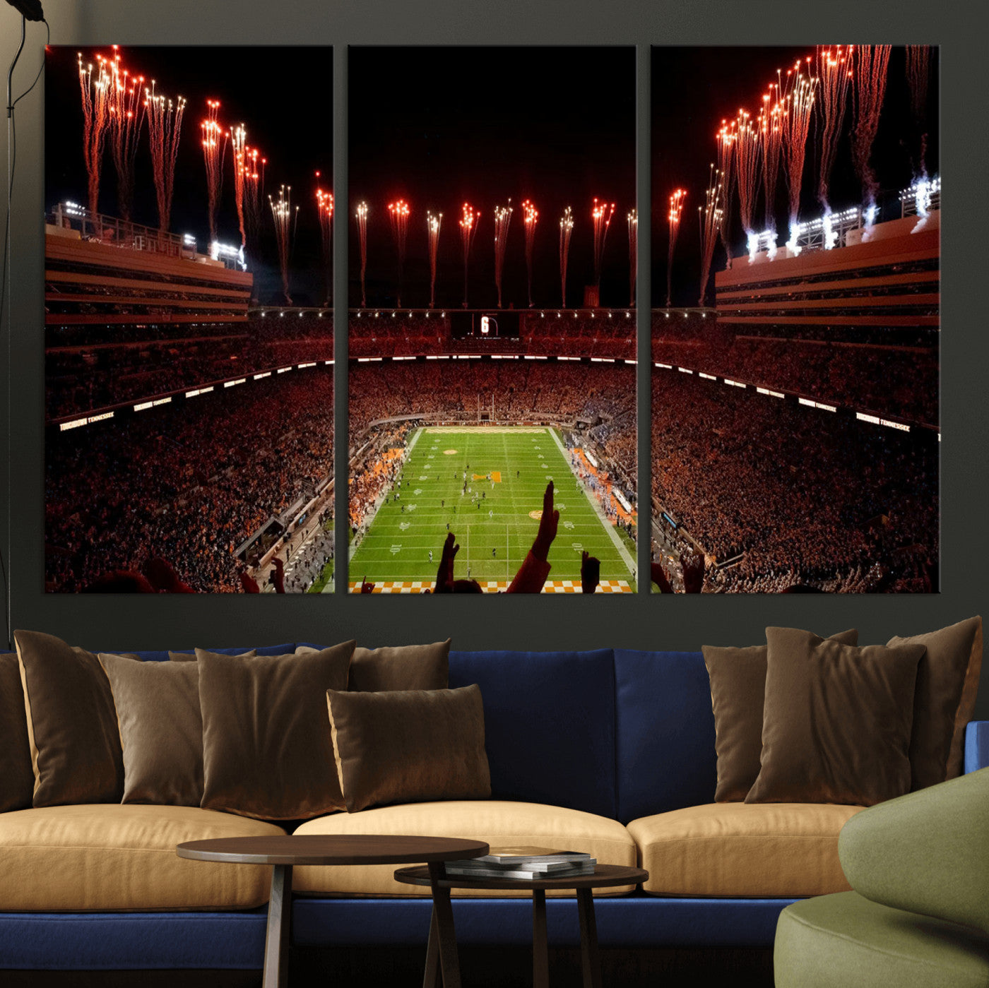 73358115-MGV-CV-48X32-3P - Tennessee Neyland Stadium Wall Art, Sports Arena Canvas Print, Panoramic Stadium Canvas Artwork for Home, Office