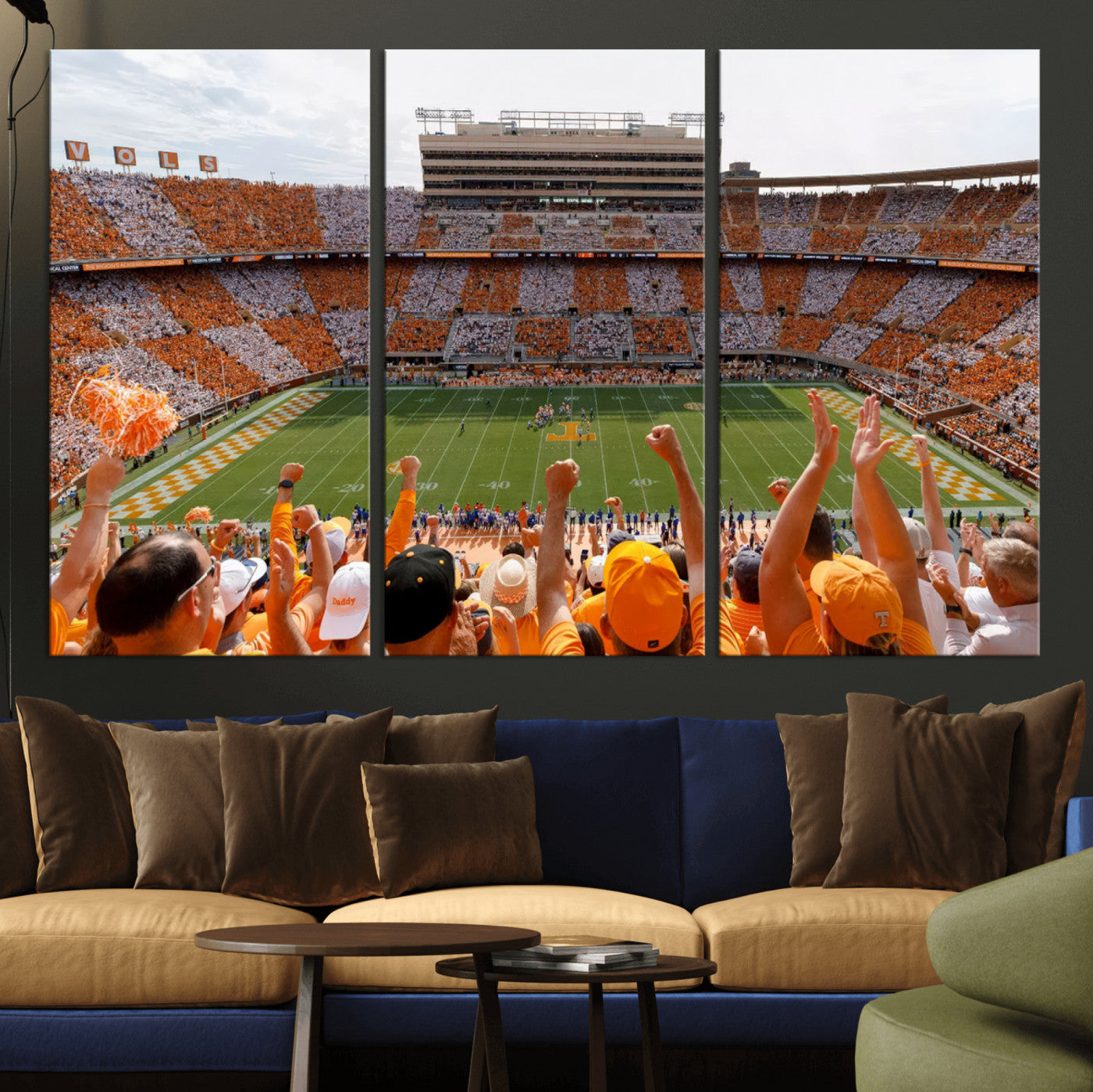 76011417-MGV-CV-48X32-3P - Tennessee Neyland Stadium Wall Art, Sports Arena Canvas Print, Panoramic Stadium Artwork for Home, Office