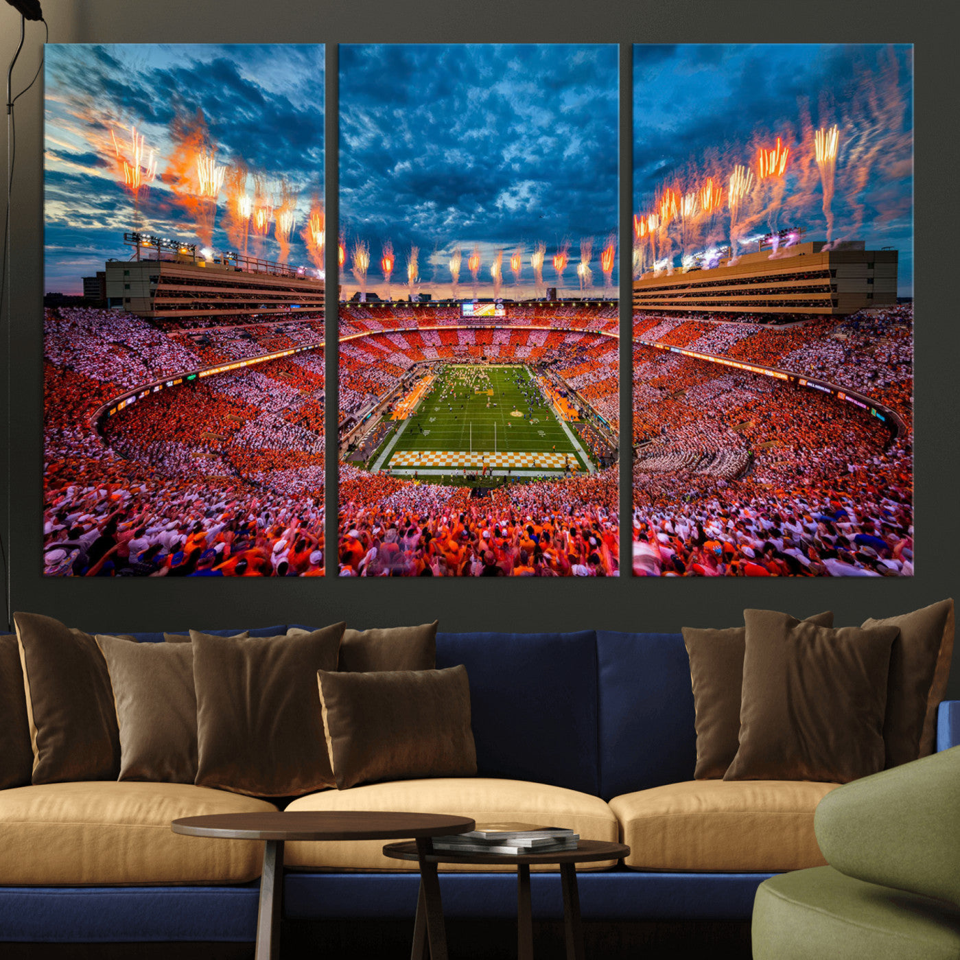 94266219-MGV-CV-36X24-Tennessee Neyland Stadium Wall Art, Sports Arena Canvas Print, Panoramic Stadium Artwork for Home, Office