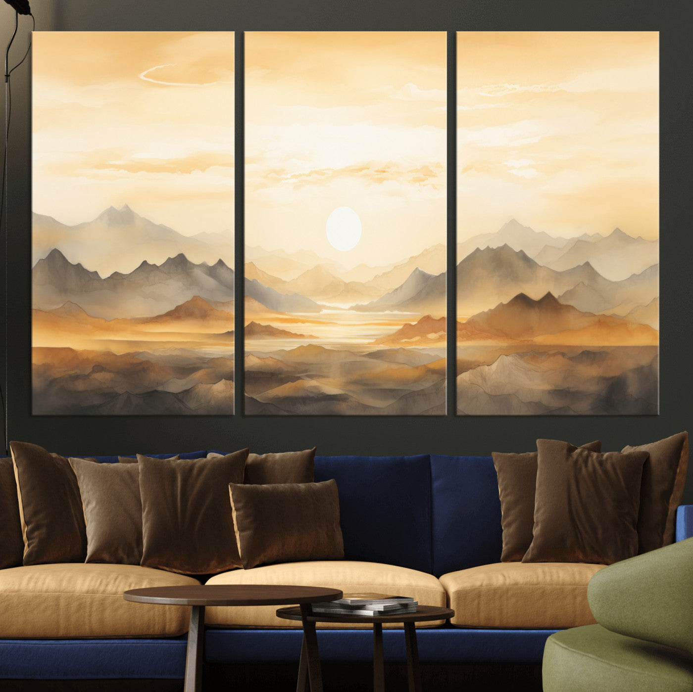 Nihat1-29-MGV-CV-36X24-Sepia Color Abstract Mountain Wall Art Canvas Print