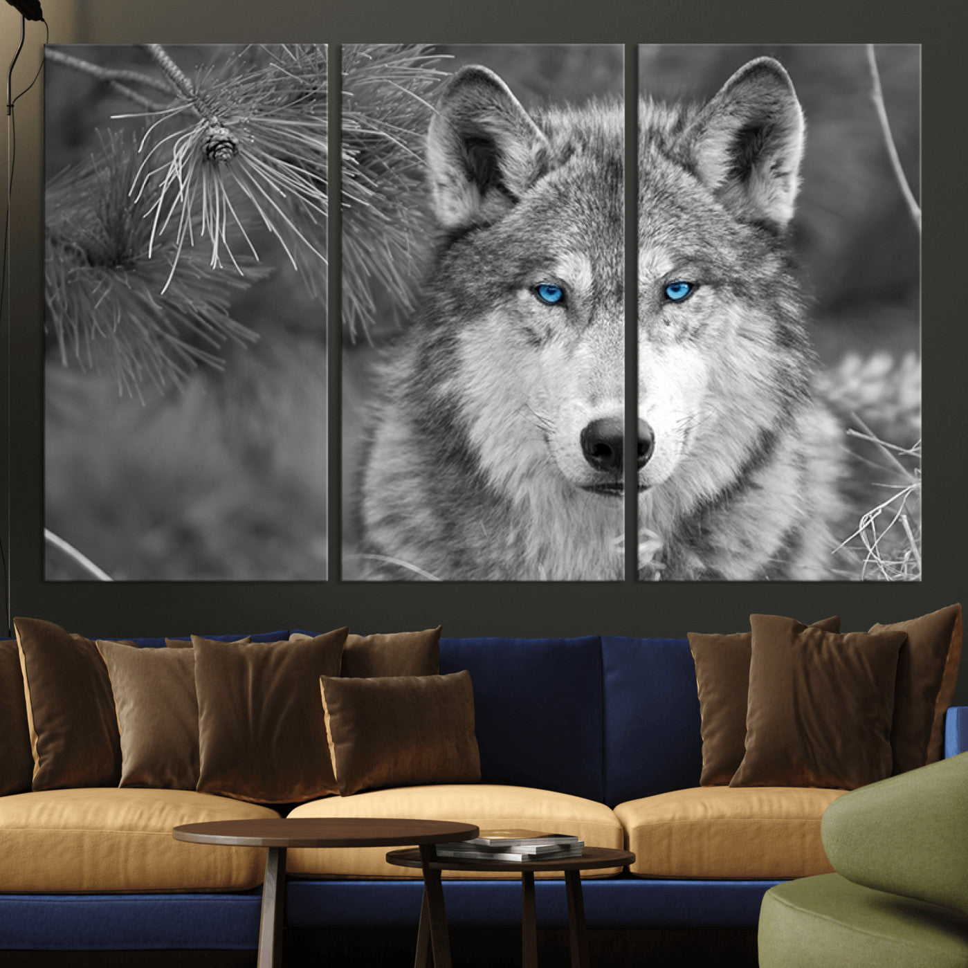 -Wild Wolf Blue Eye Wall Art Canvas Print