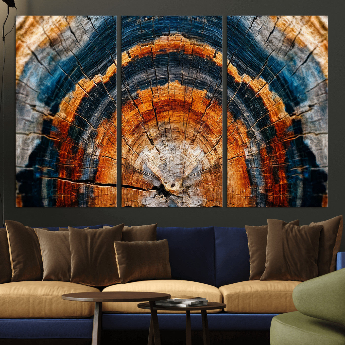 92693966N-MGV-CV-36X24 - Abstract Wood Grain Canvas Print, Tree Ring Pattern Wall Art, Framed Canvas Ready to Hang