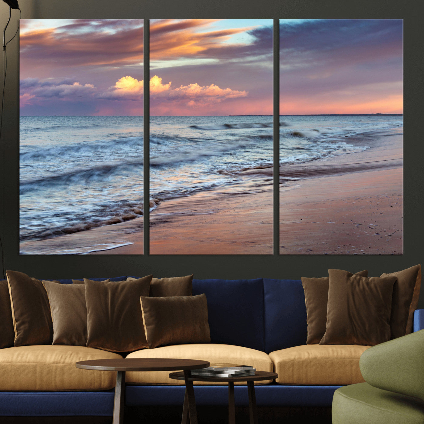 67765254-MGV-CV-36X24 - Ocean Sunset Wall Art Canvas Print – Coastal Beach Photography Artwork Print for Living Room, Bedroom, and Relaxing Home Decor
