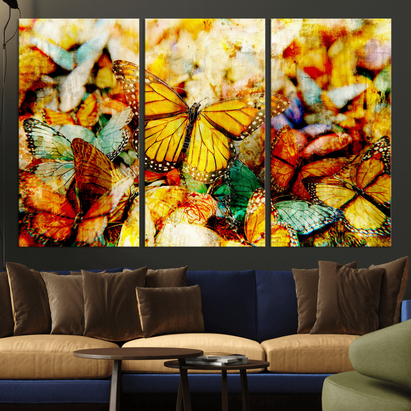 52514054-MGV-CV-36X24 - Butterfly Wall Art Canvas Print – Colorful Abstract Nature Artwork Print for Living Room, Bedroom, and Office Decor