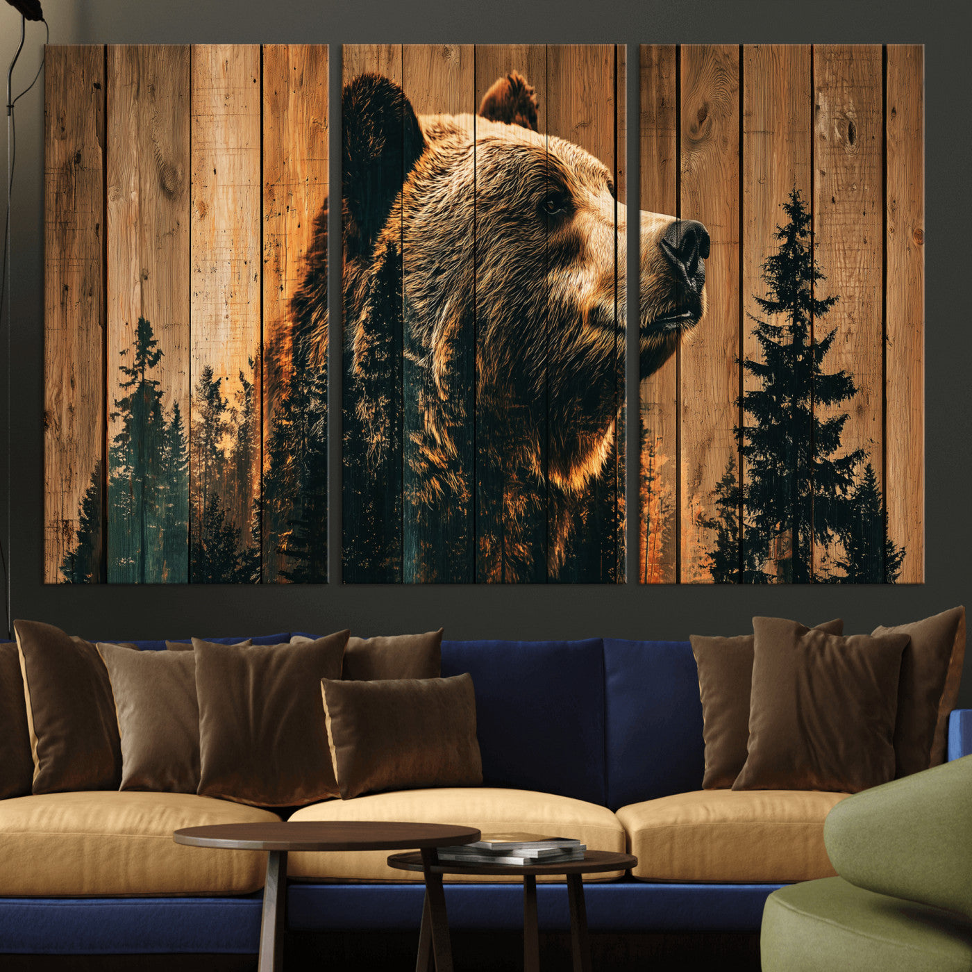 31552198-MGV-CV-36X24 - Rustic Bear Wall Art Canvas Print – Woodland Wildlife Artwork Print for Cabin, Lodge, and Farmhouse Home Decor