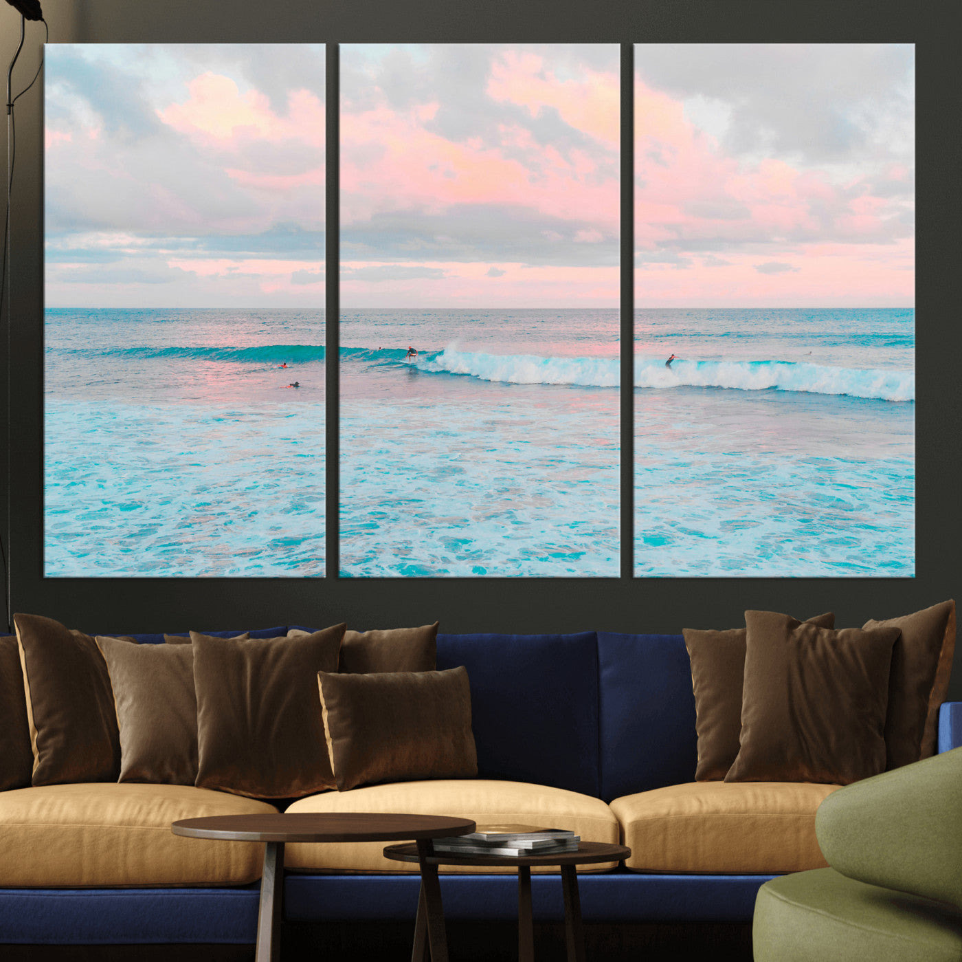 73216461-MGV-CV-36X24 - Ocean Wave Wall Art Canvas Print, Pastel Surf Seascape Photography, Coastal Beach Wall Decor