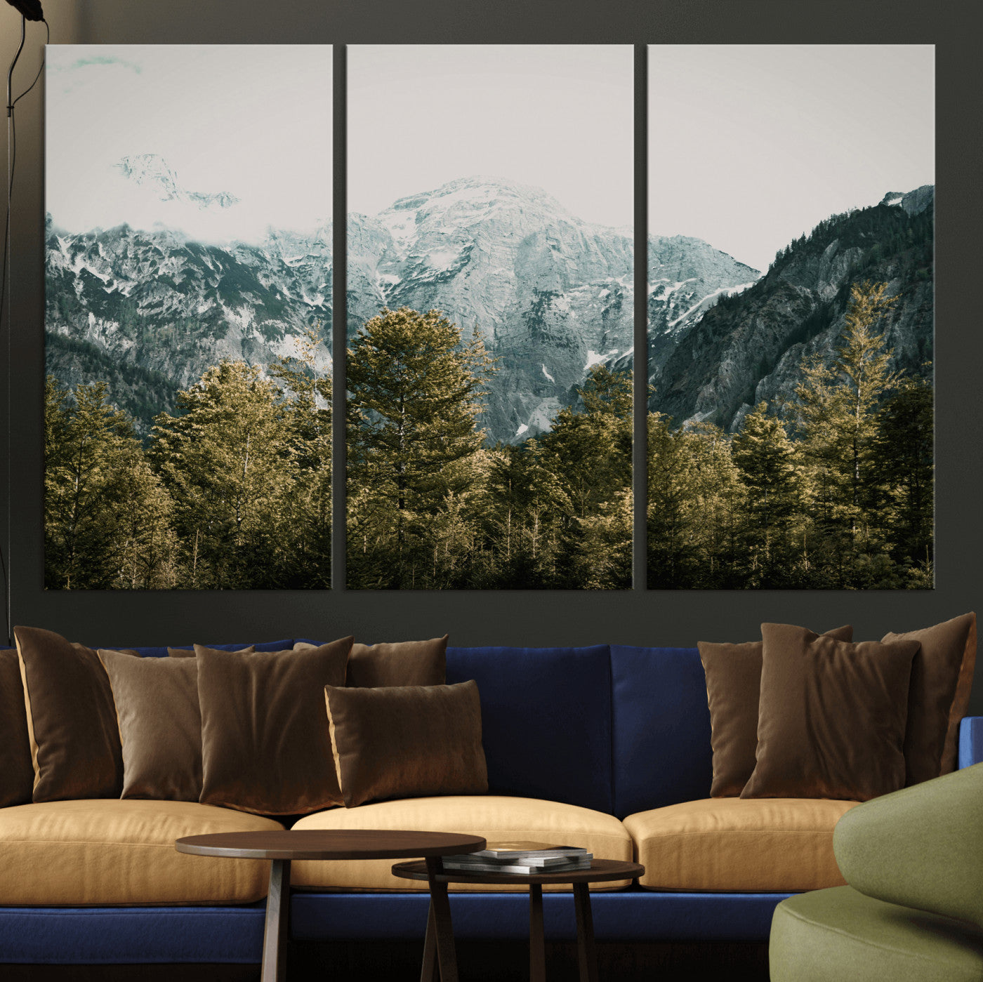 48479662-MGV-CV-36X24 - Mountain Forest Wall Art Canvas Print, Alpine Landscape Nature Photography, Moody Wilderness Wall Decor
