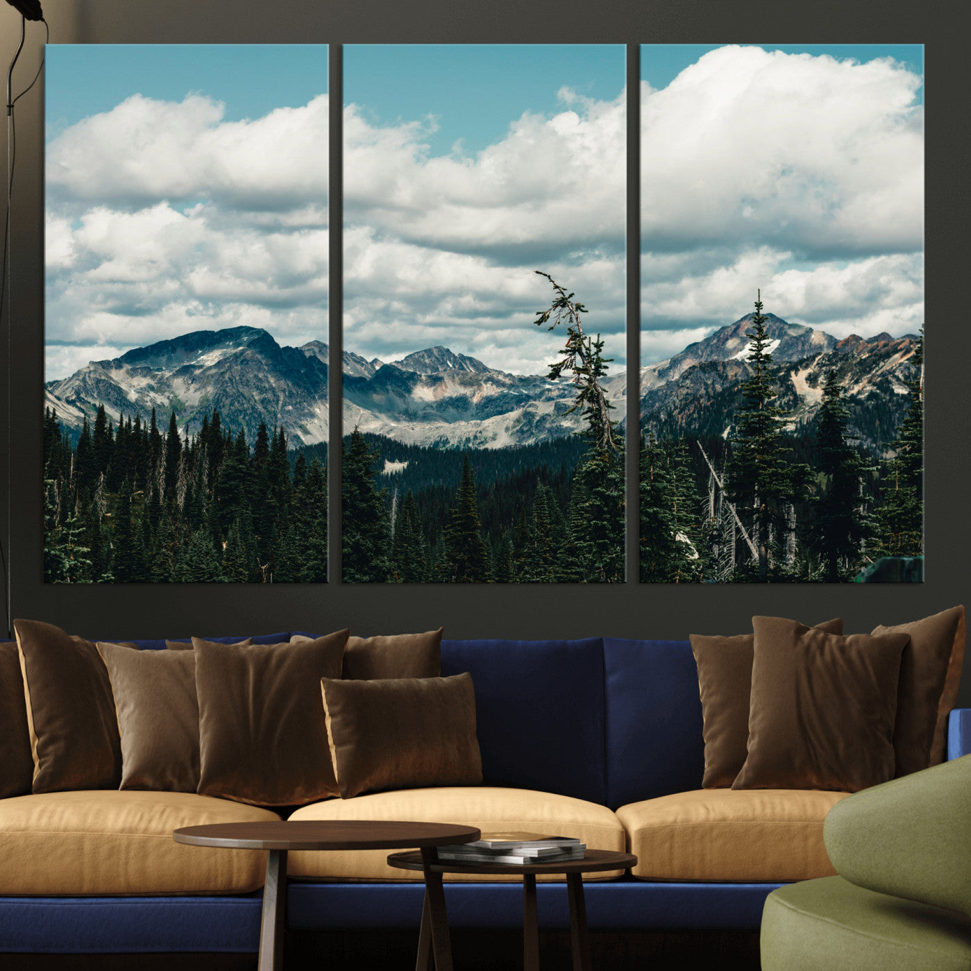 30416773-MGV-CV-36X24 - Mountain Forest Wall Art Canvas Print, Alpine Pine Tree Landscape Photography, Scenic Wilderness Mountain View, Nature Wall Decor