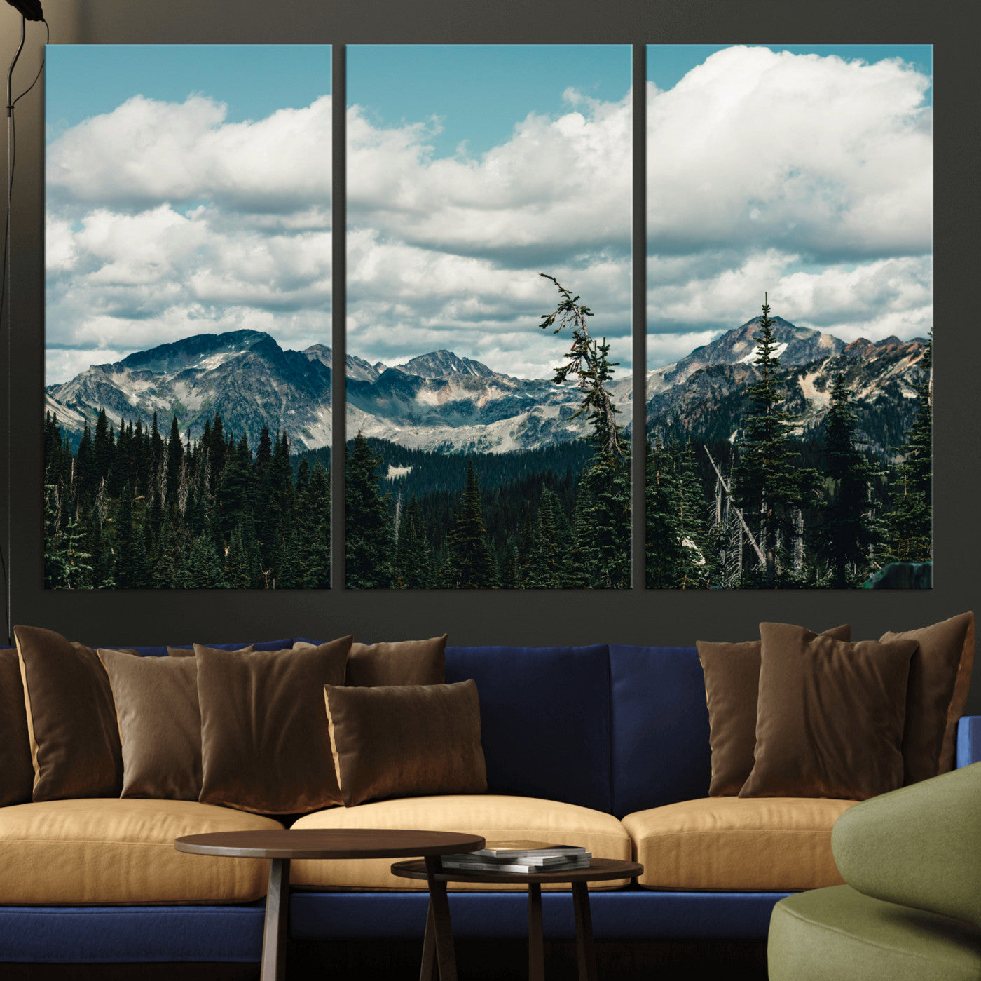 30416773-MGV-CV-36X24 - Mountain Forest Wall Art Canvas Print, Alpine Pine Tree Landscape Photography, Scenic Wilderness Mountain View, Nature Wall Decor