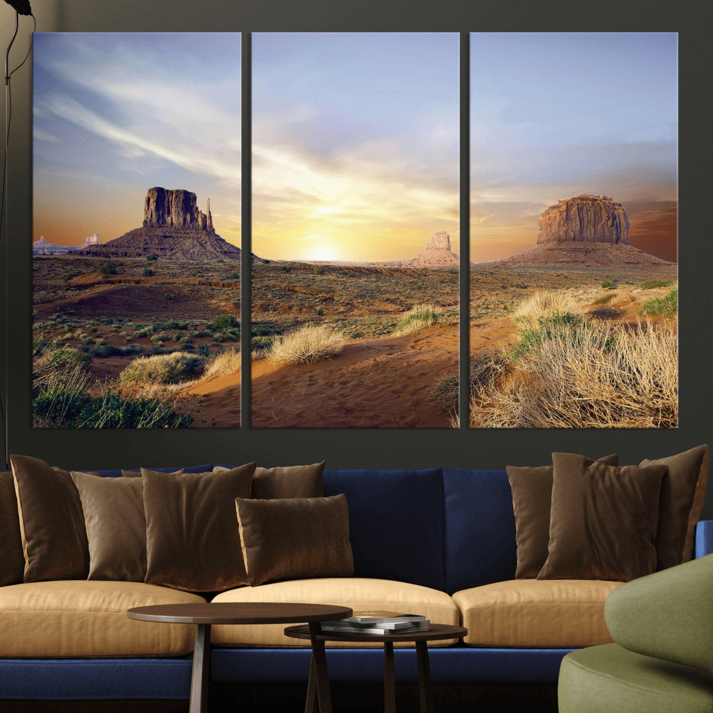 14901845-MGV-CV-36X24 - Monument Valley Desert Landscape Wall Art Canvas Print, Southwest Desert Rock Formation Canvas Print, Western Red Rock Panorama Art Printing