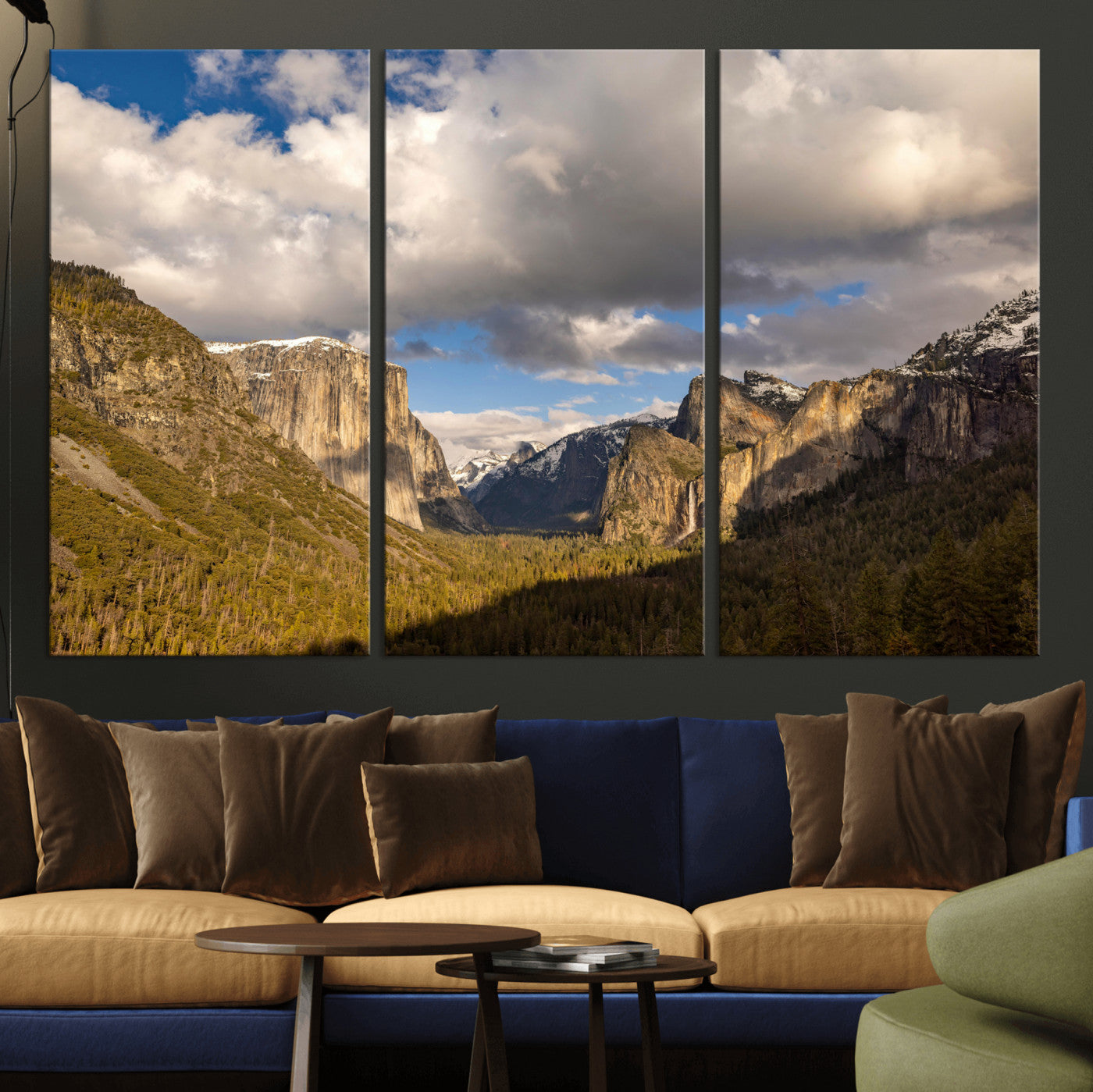 51451302-MGV-CV-36X24 - Yosemite Valley Mountain Landscape Wall Art Canvas Print, Granite Cliff Forest Valley Canvas Print, California National Park Scenic Art Printing
