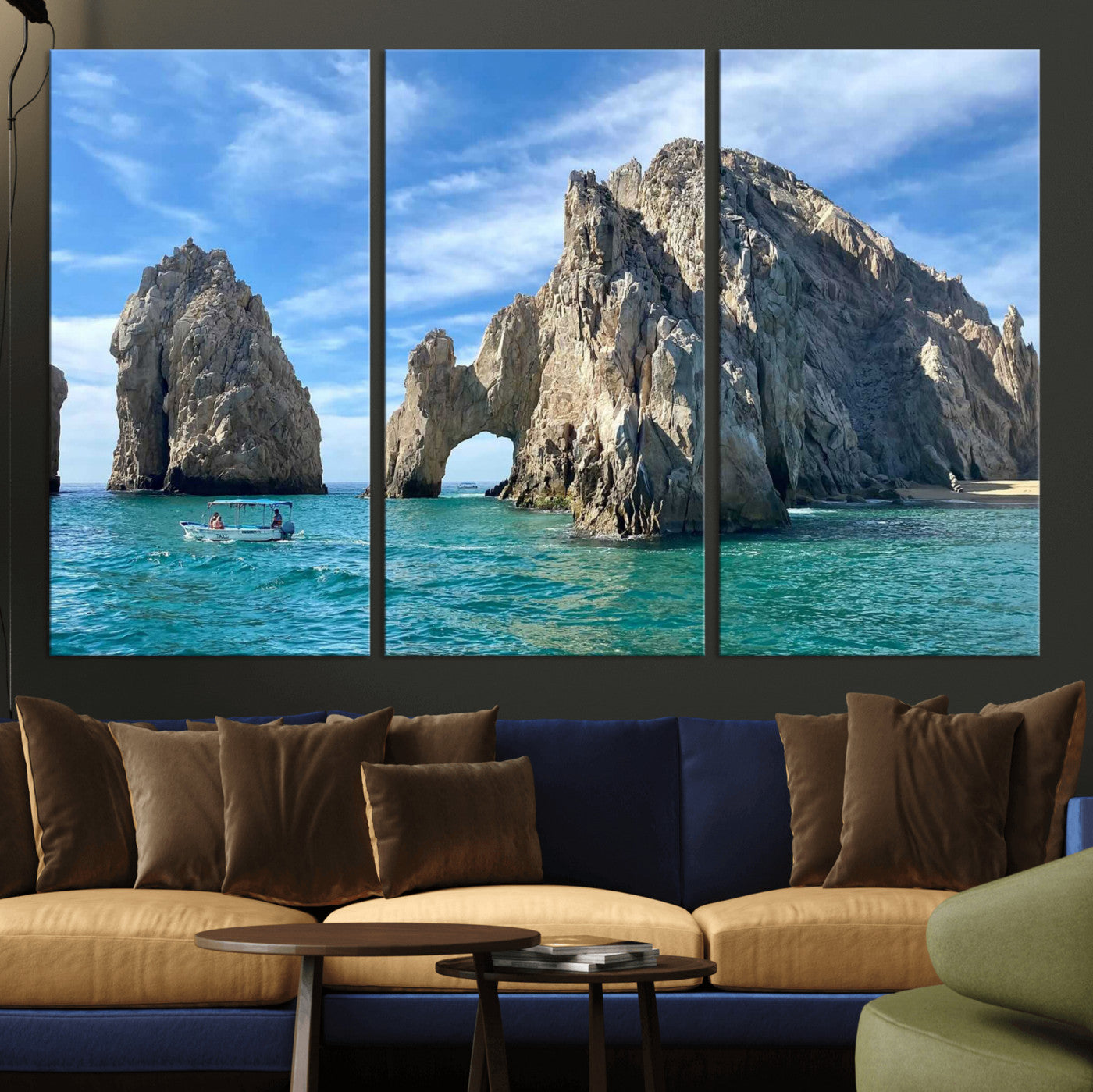 20946478-MGV-CV-36X24 - El Arco Cabo San Lucas Ocean Arch Wall Art Canvas Print, Baja California Rock Arch Seascape Canvas Print, Mexico Coastal Landmark Scenic Art Printing