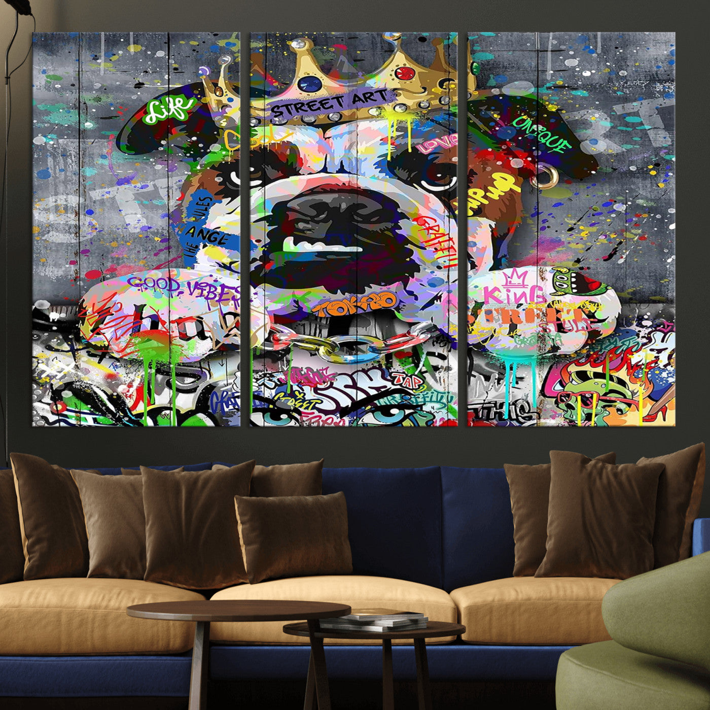 45209731-MGV-CV-36X24 - Dog Wall Decor for Teen Bedroom Decor - Graffiti Animal Canvas Wall Art for Teen Room Decor - Abstract Wall Painting Ready to Hang