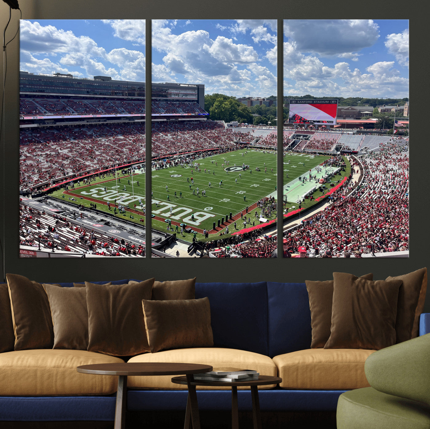 10665453-MGV-CV-36X24 - Georgia Bulldogs Stadium Wall Art Canvas Print, Sanford Stadium Football Field Panorama, College Football Game Day Wall Decor