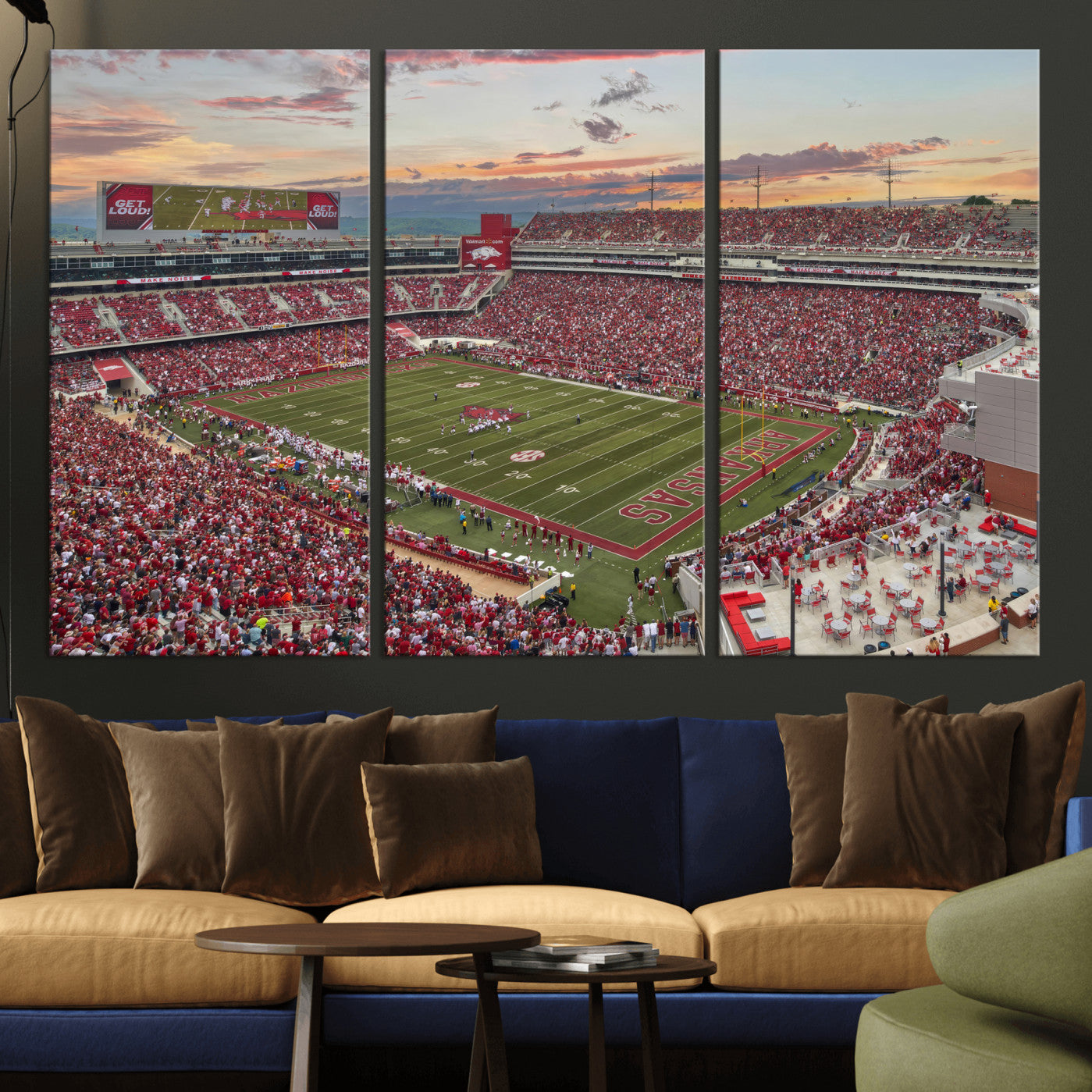 82233065-MGV-CV-36X24 - Donald W. Reynolds Razorback Stadium Wall Art Canvas Print – Arkansas Razorbacks Football Artwork for Home, Office, and Sports Room Decor