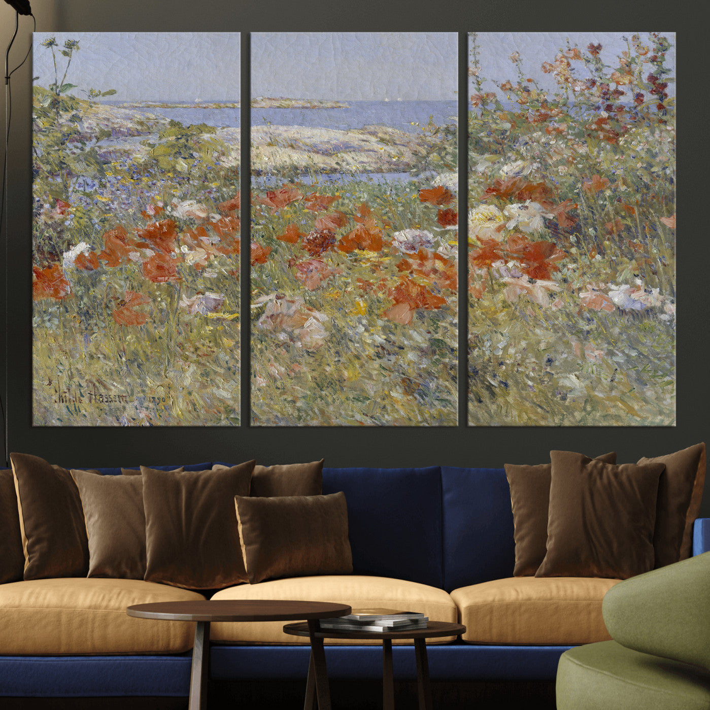 54770907-MGV-CV-36X24 - Childe Hassam Celia Thaxter Garden Canvas — 1890 American Impressionist Poppy Floral Print | Isles of Shoals Coastal Art | Classic Gift