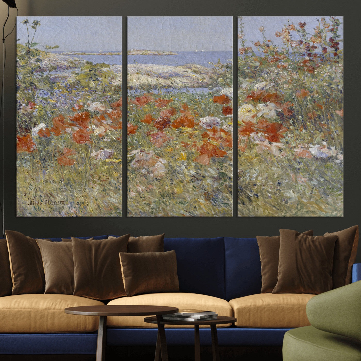 54770907-MGV-CV-36X24 - Childe Hassam Celia Thaxter Garden Canvas — 1890 American Impressionist Poppy Floral Print | Isles of Shoals Coastal Art | Classic Gift