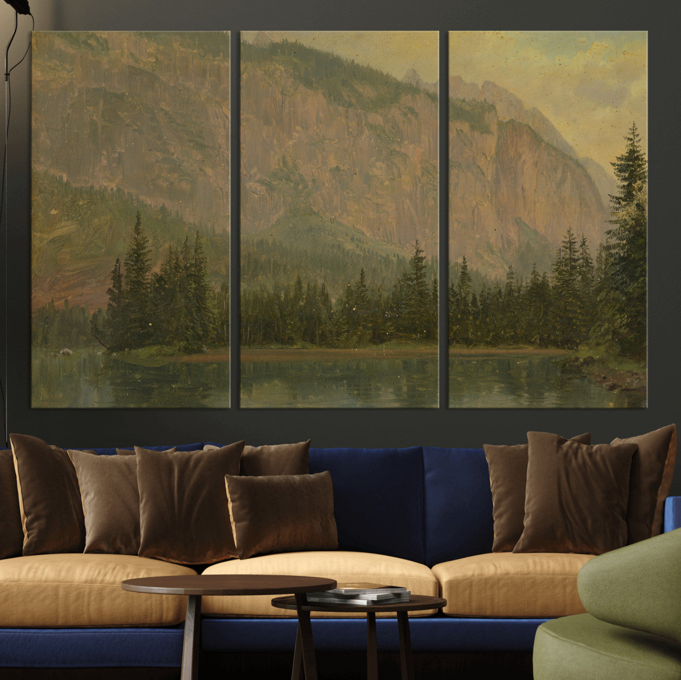 76844524-MGV-CV-36X24 - Frederic Edwin Church Hintersee Canvas Print, Hudson River School Mountain Lake Painting 1868, American Romantic Landscape, Vintage Nature Wall Art