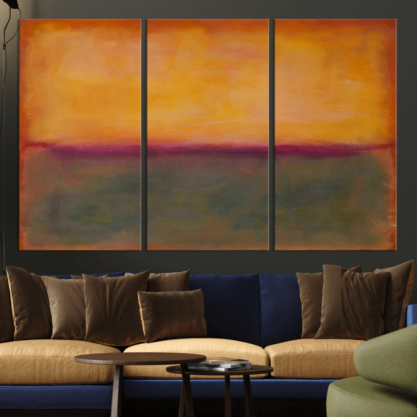 21628300-MGV-CV-36X24 - Abstract Color Field Wall Art Canvas Print, Framed Minimalist Horizon Artwork for Living Room Bedroom Office