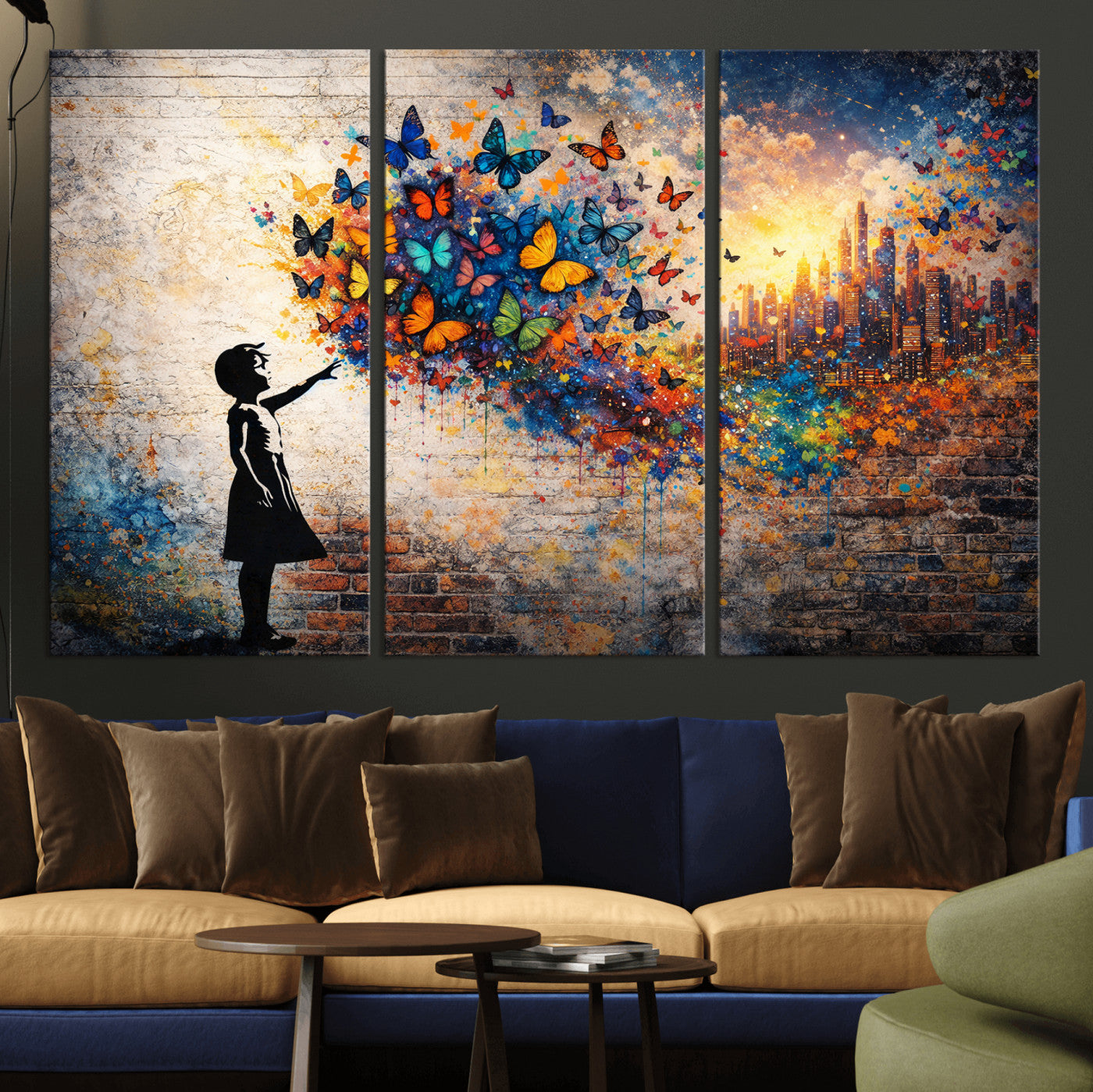 21540821-MGV-CV-36X24 - Banksy Girl Wall Art Canvas Print for Living Room Decor