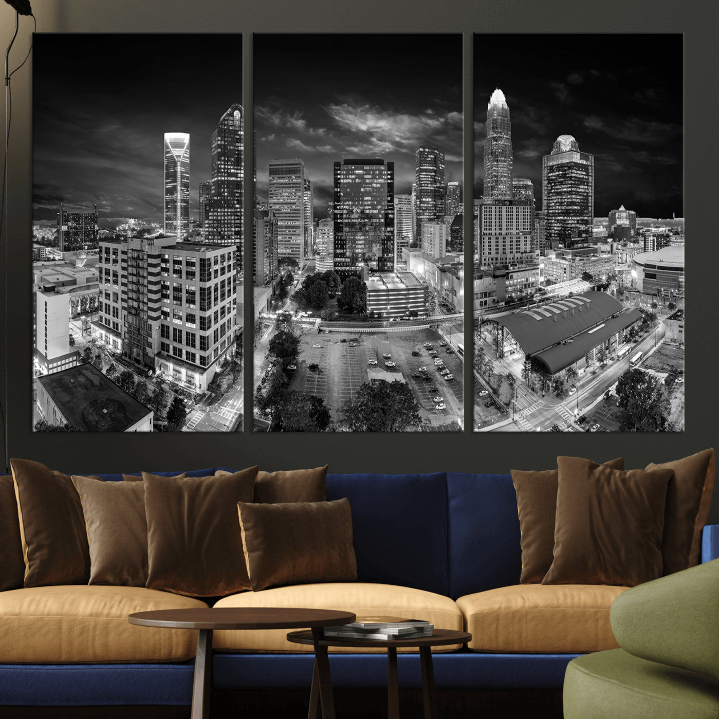 60105075-MGV-CV-36X24 - Charlotte Skyline Canvas Wall Art Print – North Carolina Cityscape Photography Print