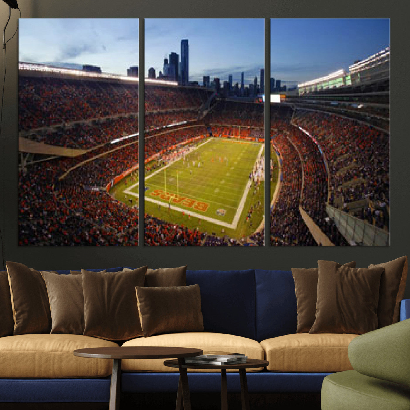 50691720-MGV-CV-36X24 - Chicago Bears Soldier Field Canvas Wall Art, NFL Stadium Panorama Print, Football Arena Photography for Sports Fans