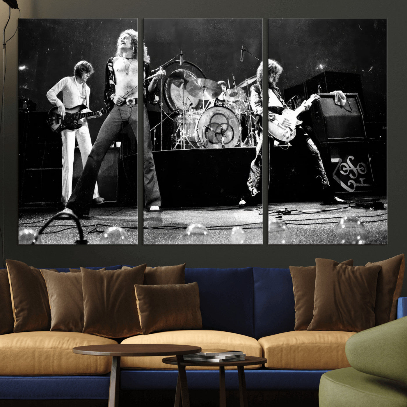 87313532-MGV-CV-36X24 - ed Zeppelin Live Concert Canvas Wall Art, Classic Rock Band Photography Print, Vintage Music Stage Performance Artwork