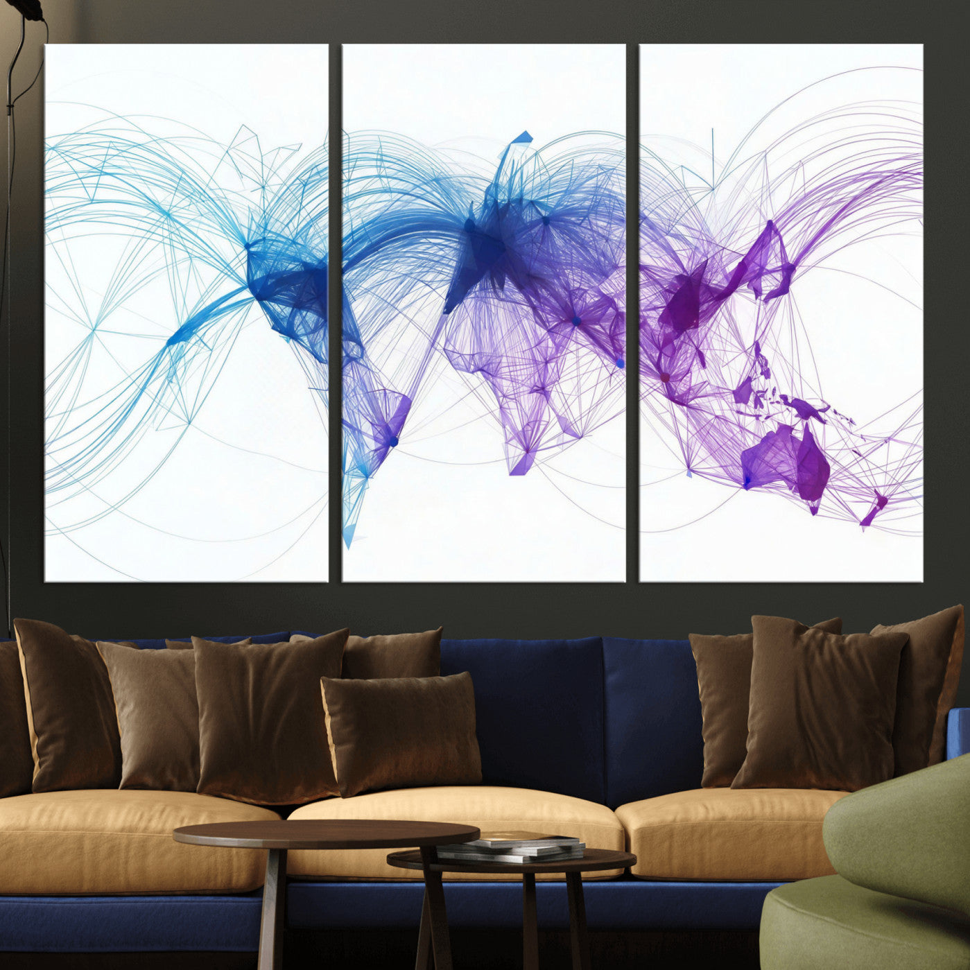 75155491-MGV-CV-48X32-3P - Global Flight Routes Map Canvas Wall Art, Worldwide Aviation Network Print, International Air Travel Wall Decor