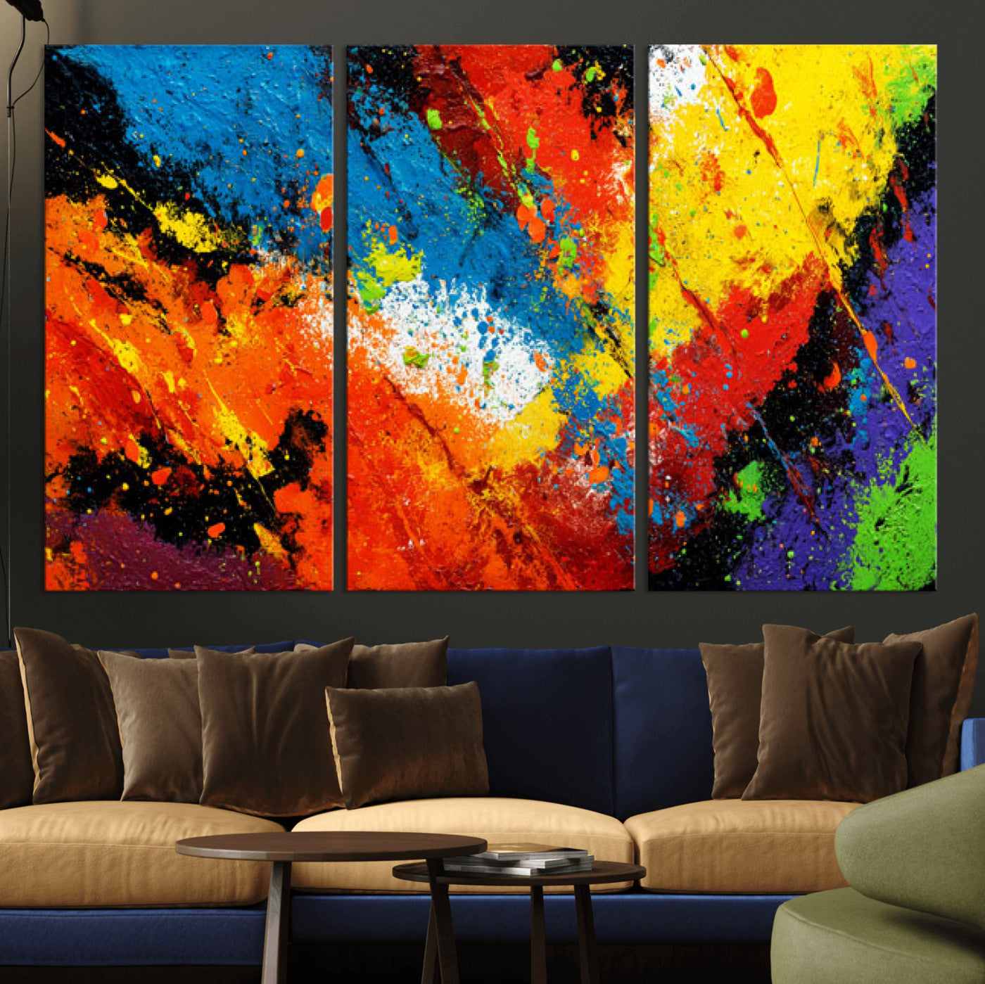 74888753-MGV-CV-36X24 - Vibrant Blue Abstract Canvas Wall Art Colorful Impasto Oil Painting Print