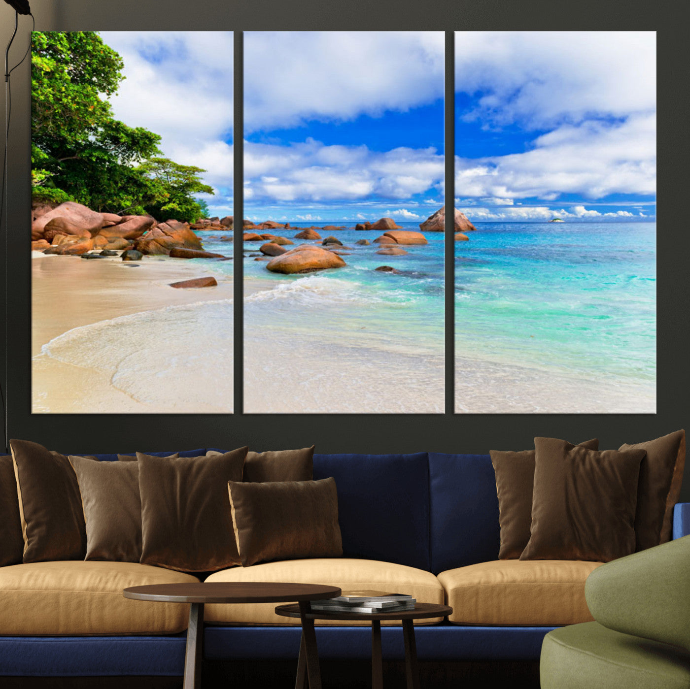 81980382-MGV-CV-36X24 - Seychelles Beach Canvas Wall Art - Anse Intendance Turquoise Ocean Print