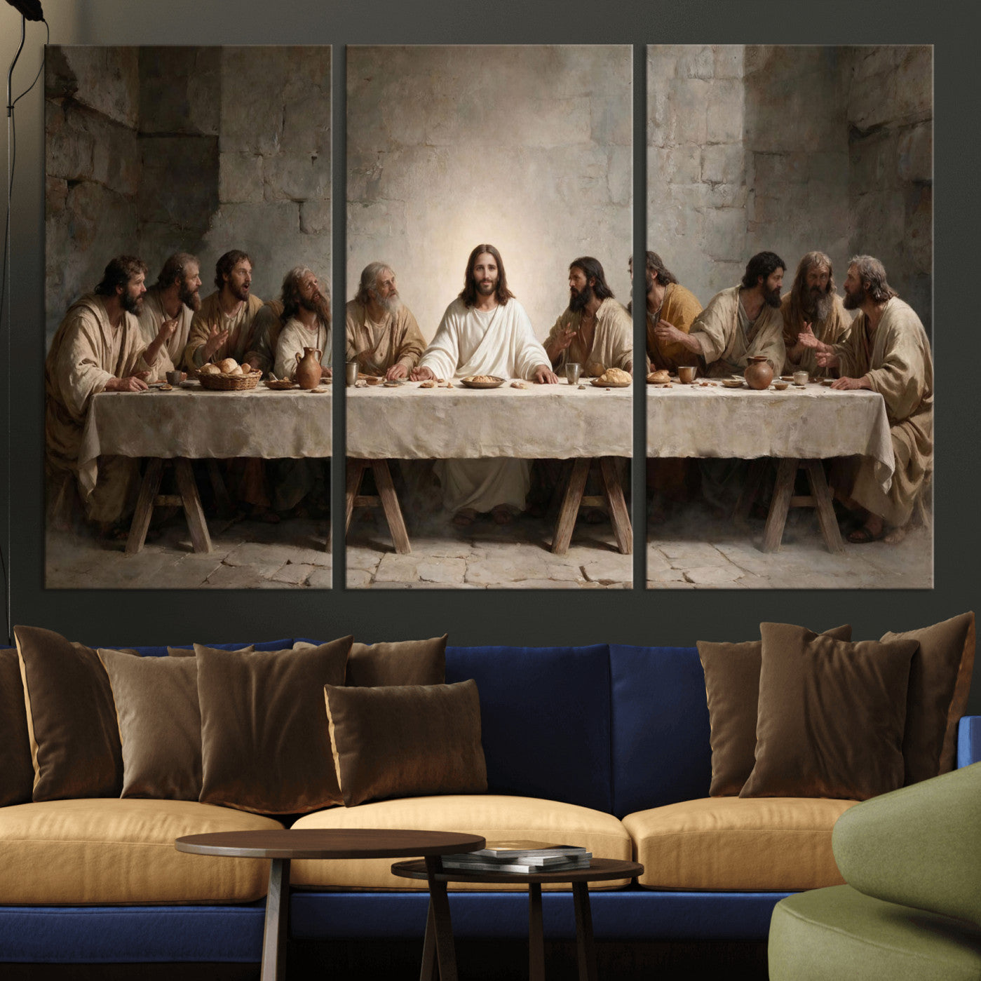69633087-MGV-CV-36X24 - The Last Supper of Jesus Christ Wall Art Canvas Print - Classical Christian Faith Home Decor