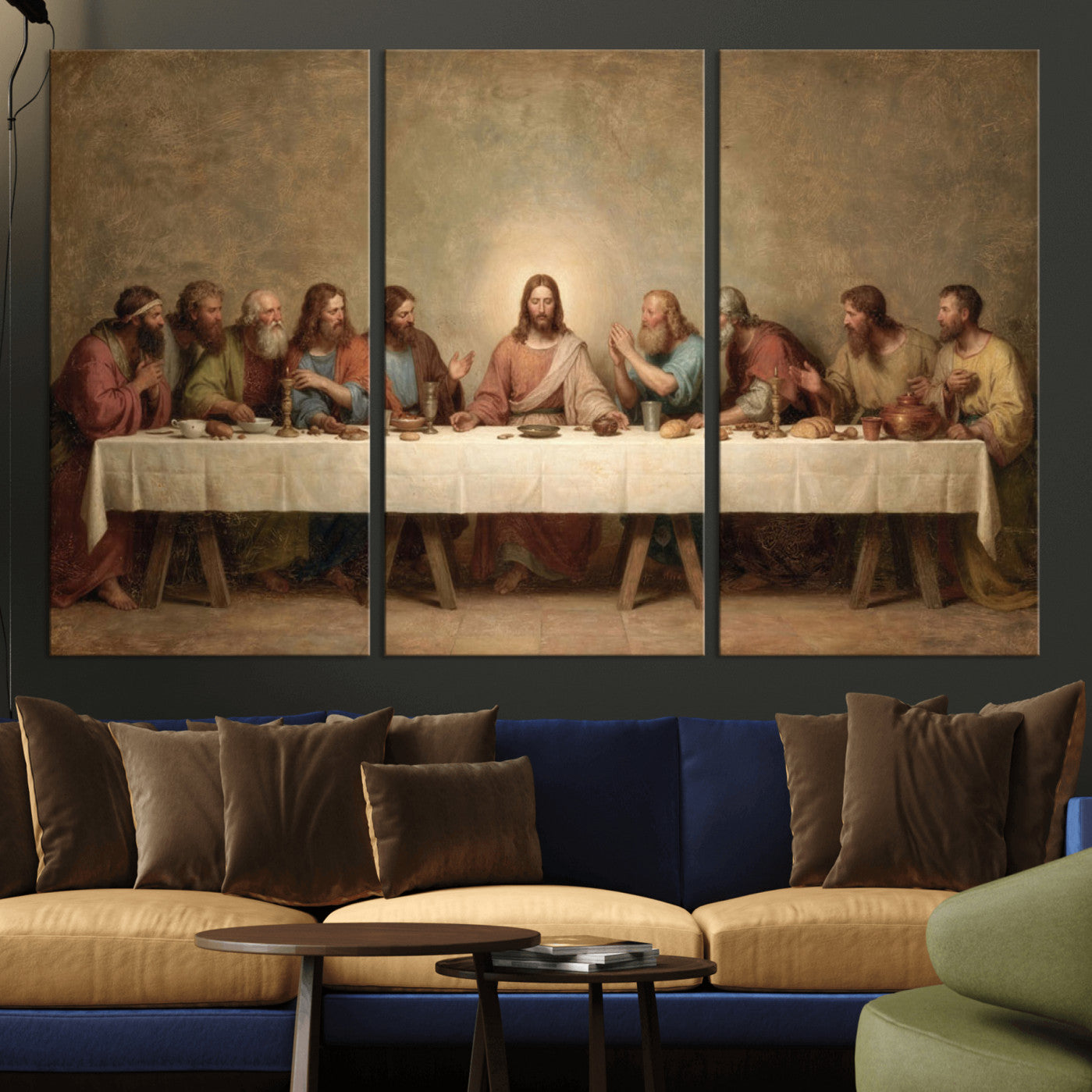 50761248-MGV-CV-36X24 - The Last Supper of Jesus Christ Wall Art Canvas Print - Classical Christian Faith Home Decor
