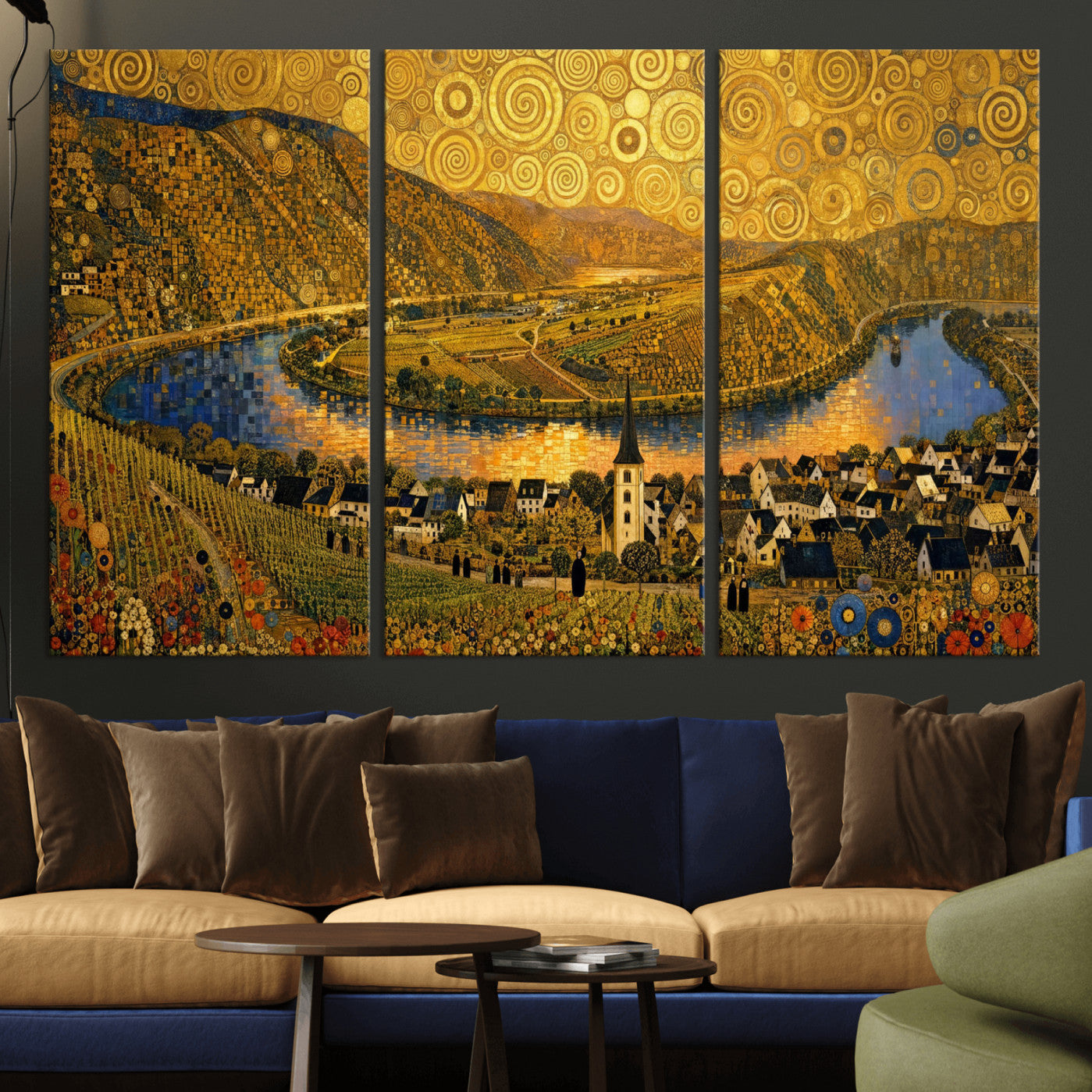 33713008-MGV-CV-36X24 - Gustav Klimt Style Mosel City Wall Art Canvas Print